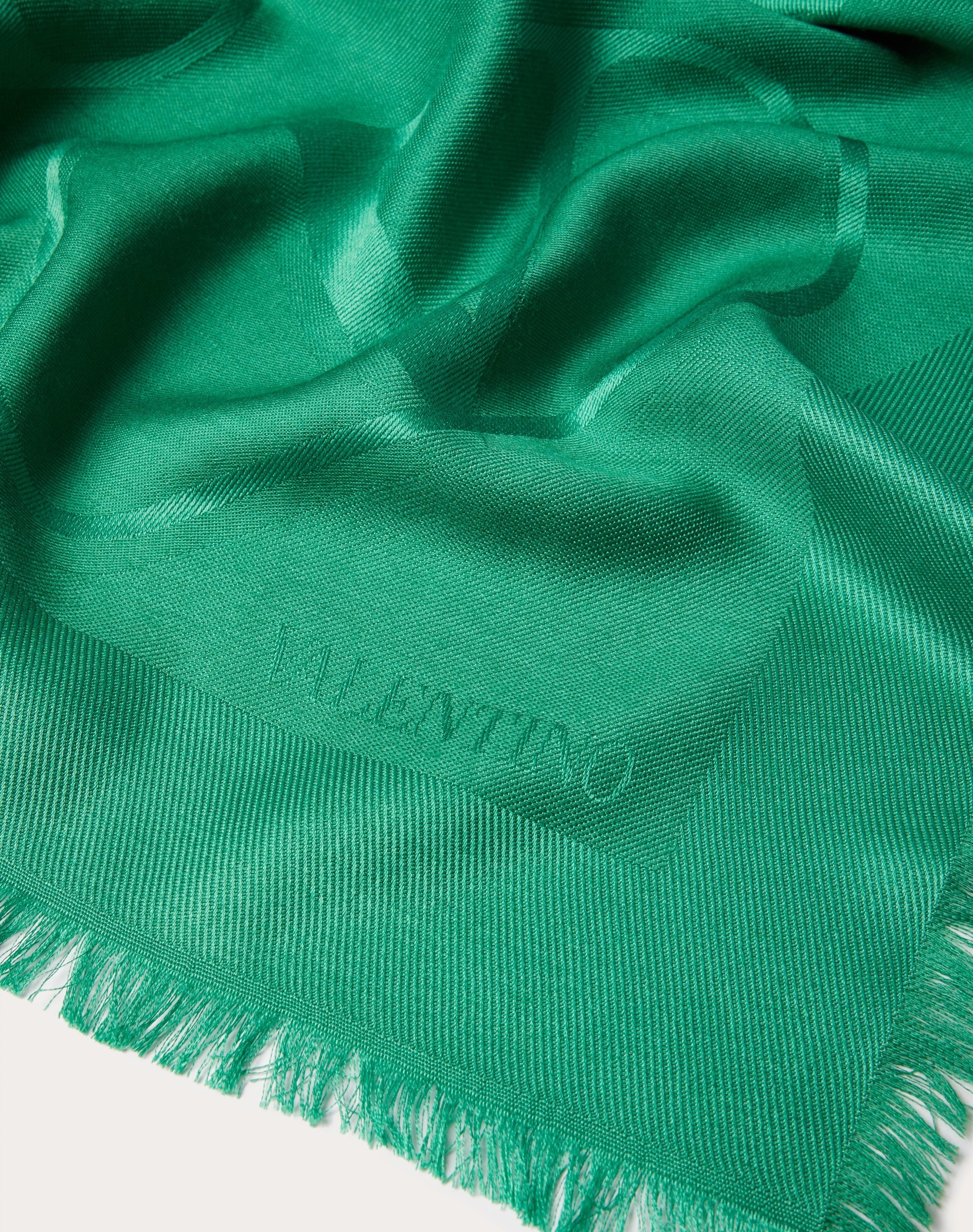 VLOGO SIGNATURE JACQUARD SHAWL IN SILK AND WOOL 140X140 CM - 3