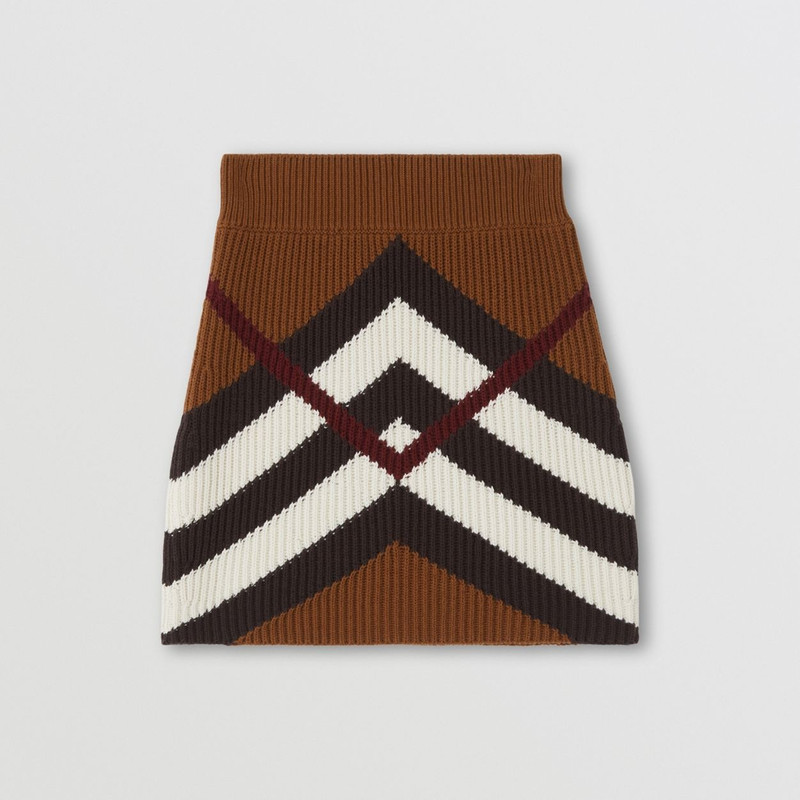Chevron Check Cashmere Cotton Blend Mini Skirt 1