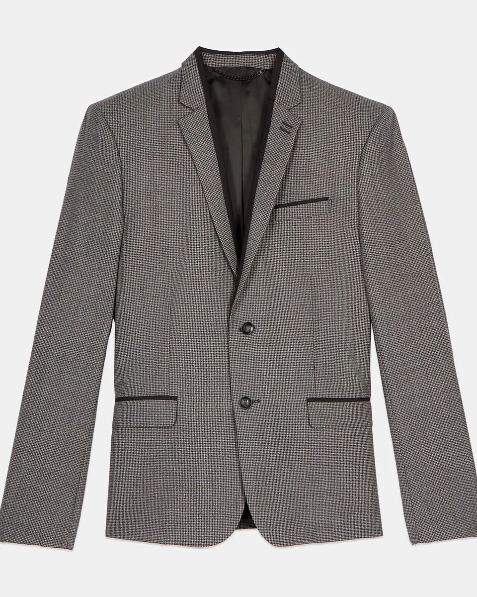BLACK AND WHITE HOUNDSTOOTH WOOL SUIT JACKET - 1