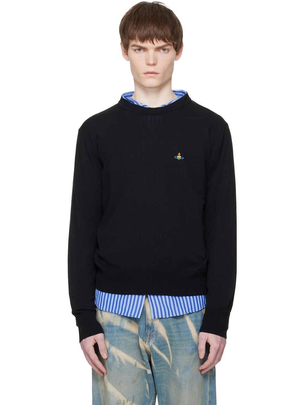 Black Alex Round Neck Sweater - 1