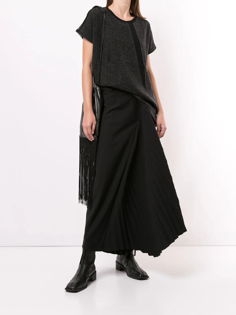 asymmetric draped T-shirt - 2