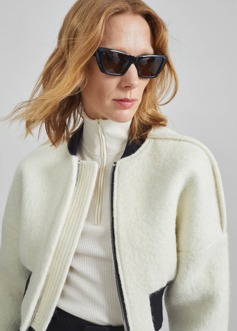 Dimaro Wool Cropped Bomber Jacket - Ivory 10