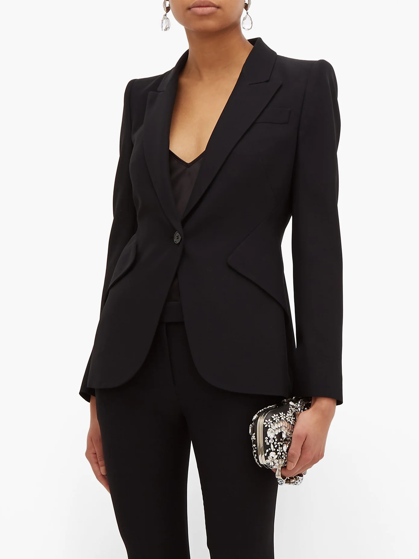 Single-breasted crepe blazer - 2