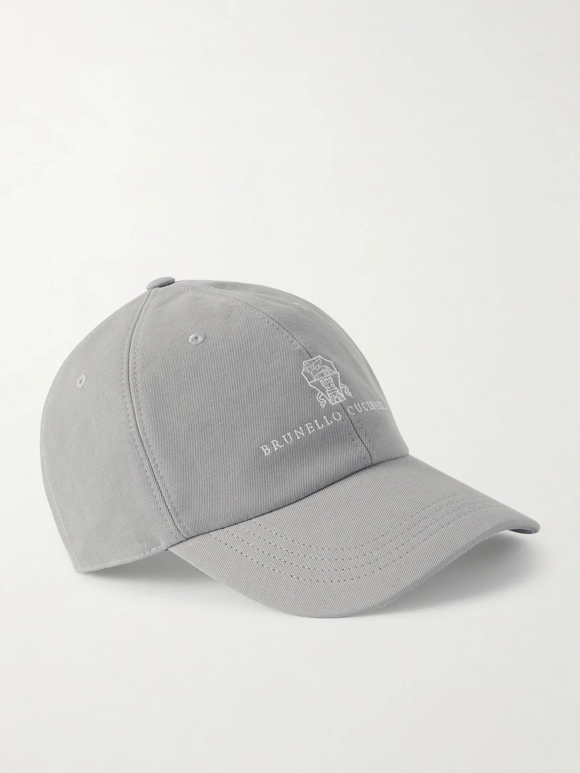 Logo-Embroidered Leather-Trimmed Cotton-Twill Baseball Cap - 1