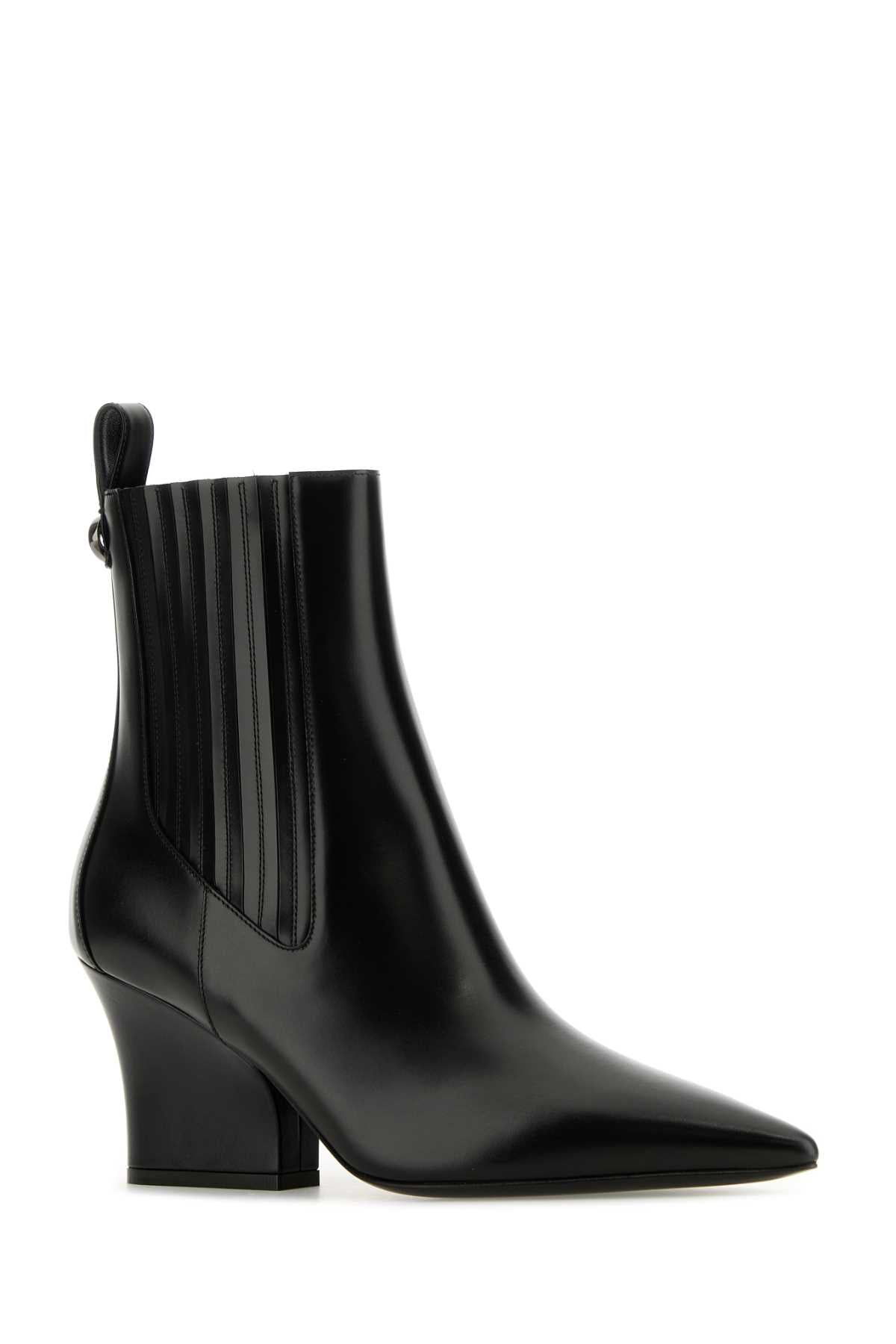 Valentino Garavani Women Black Leather Vlogo Lockette Ankle Boots - 2