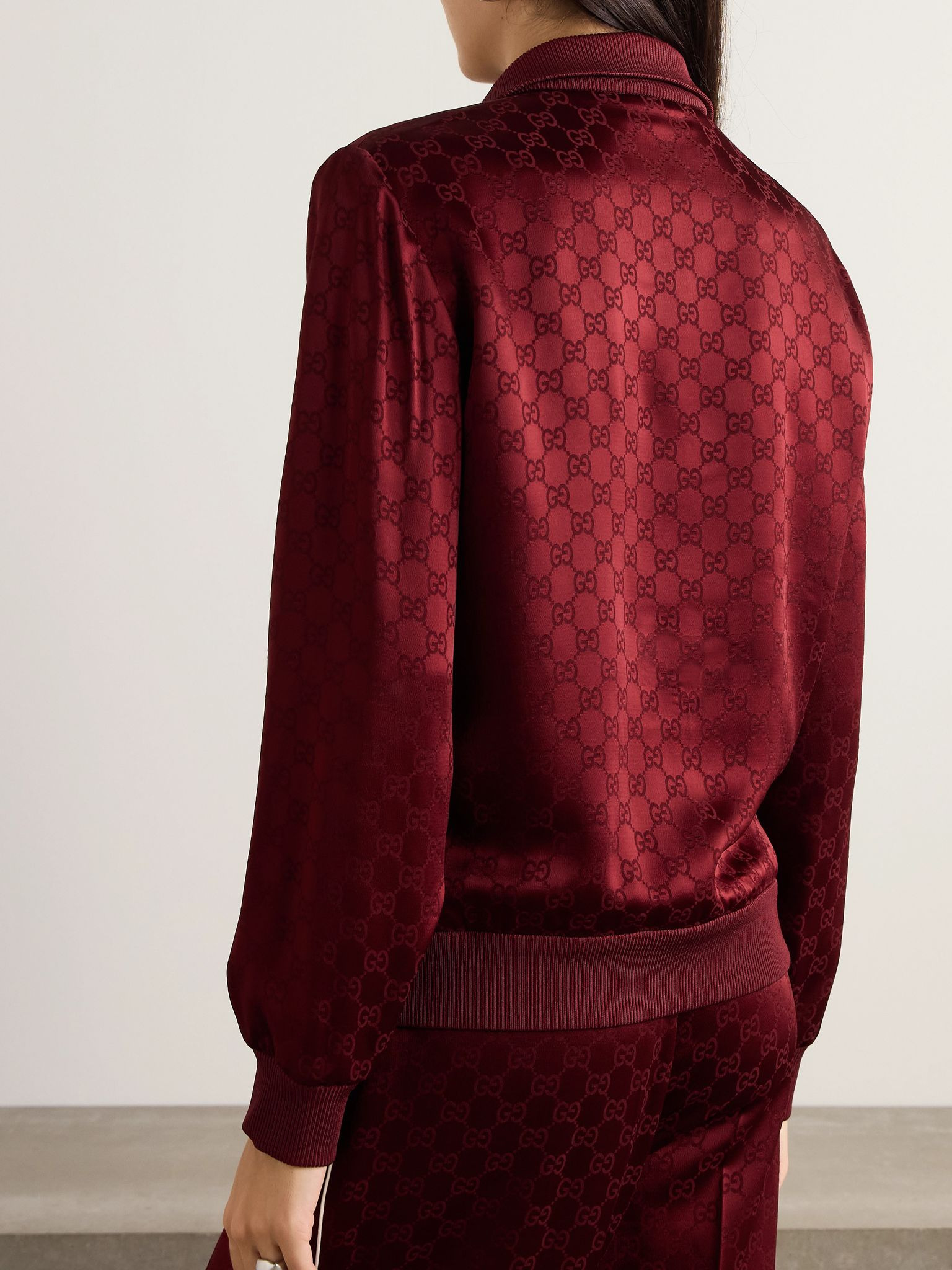 Satin-jacquard track jacket Burgundy - 4