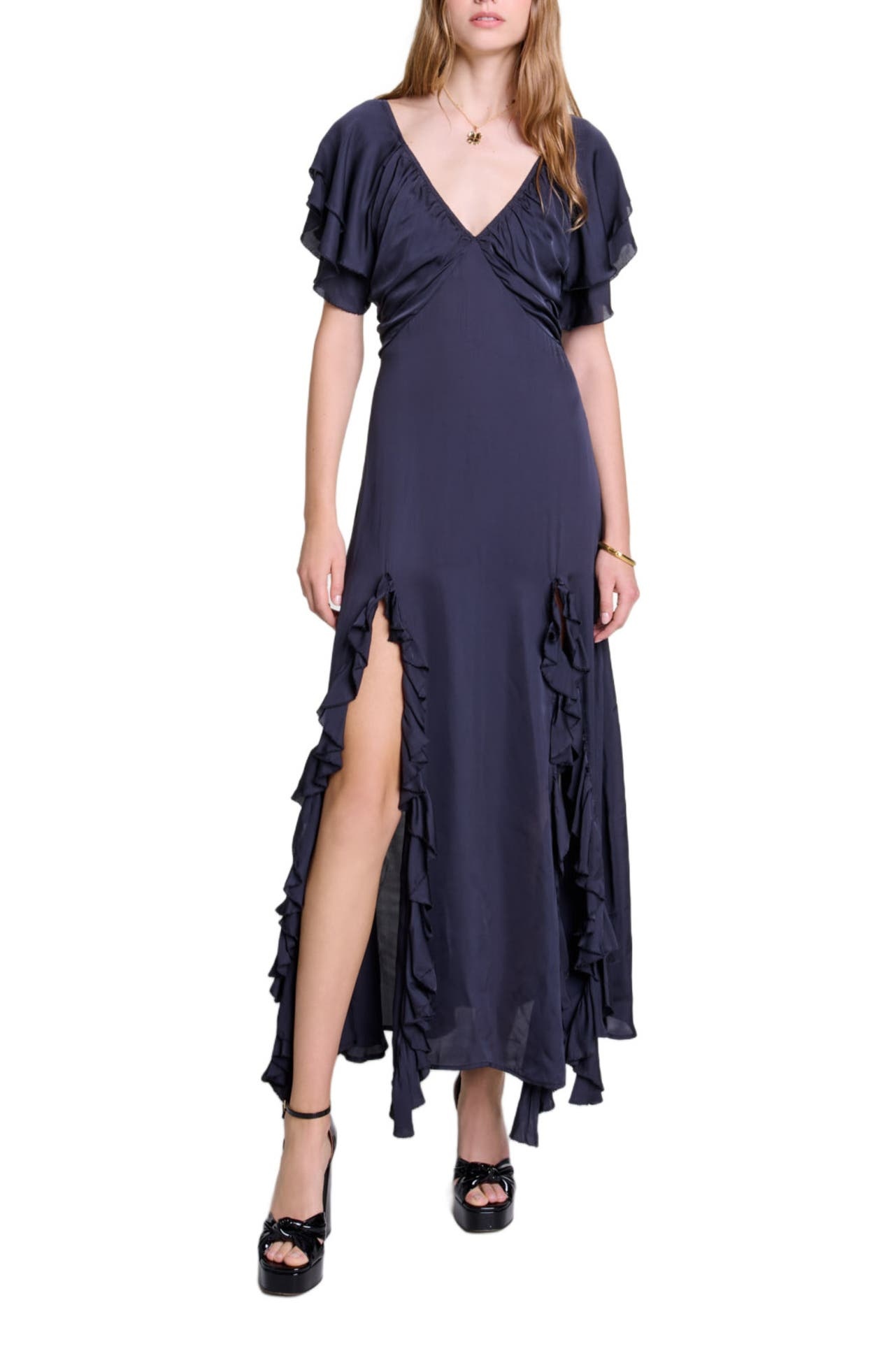 maje Open-back maxi dress in Black at Nordstrom - 1