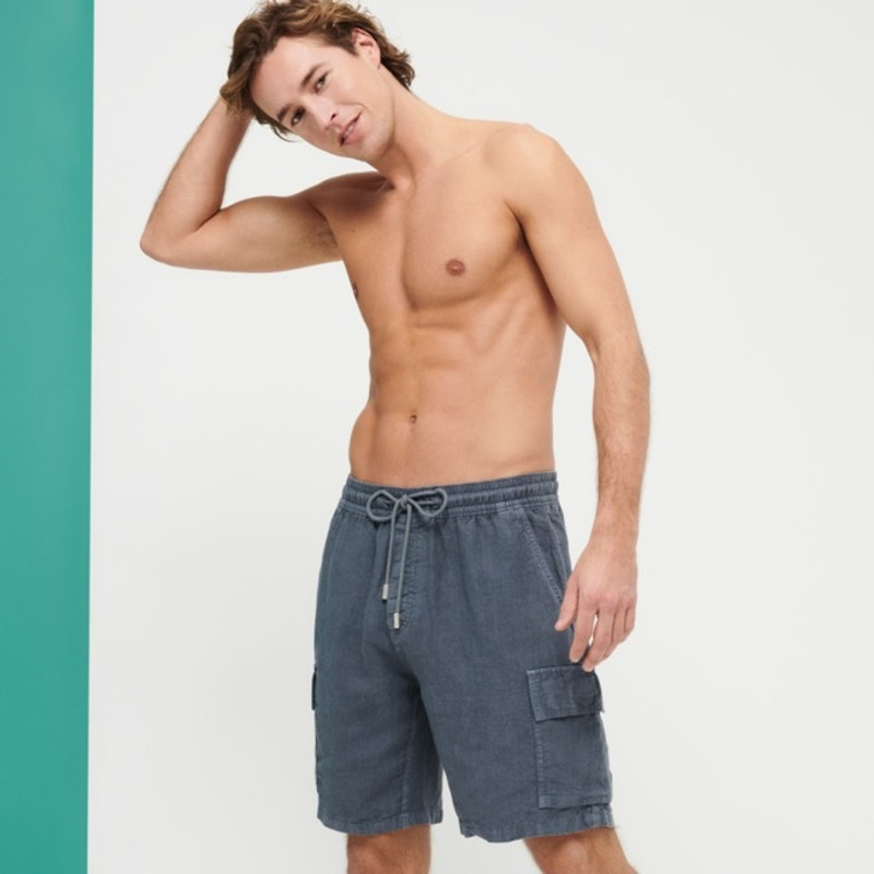 Men Linen Bermuda Shorts Natural Dye 8