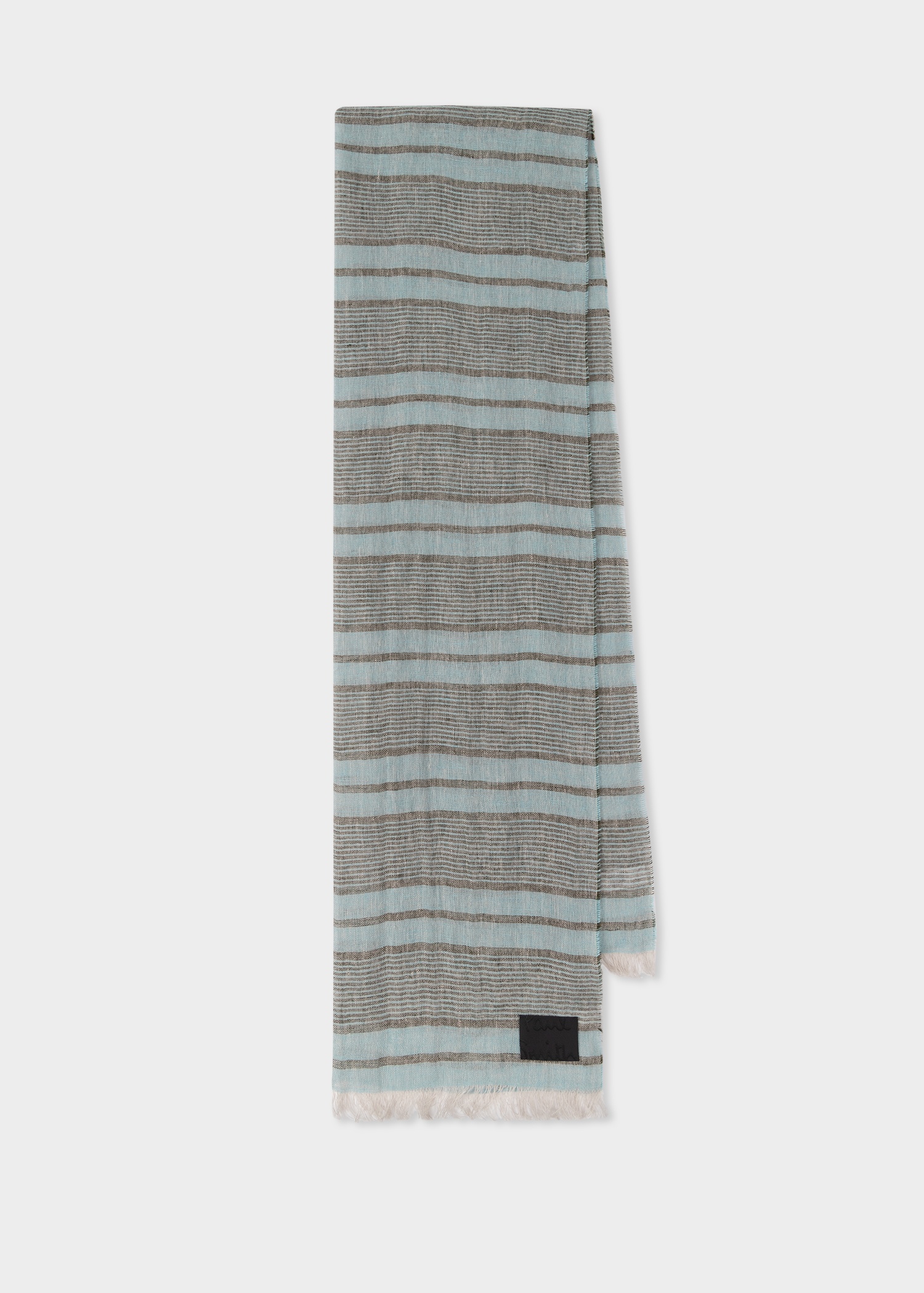 Blue Linen Stripe Scarf - 1
