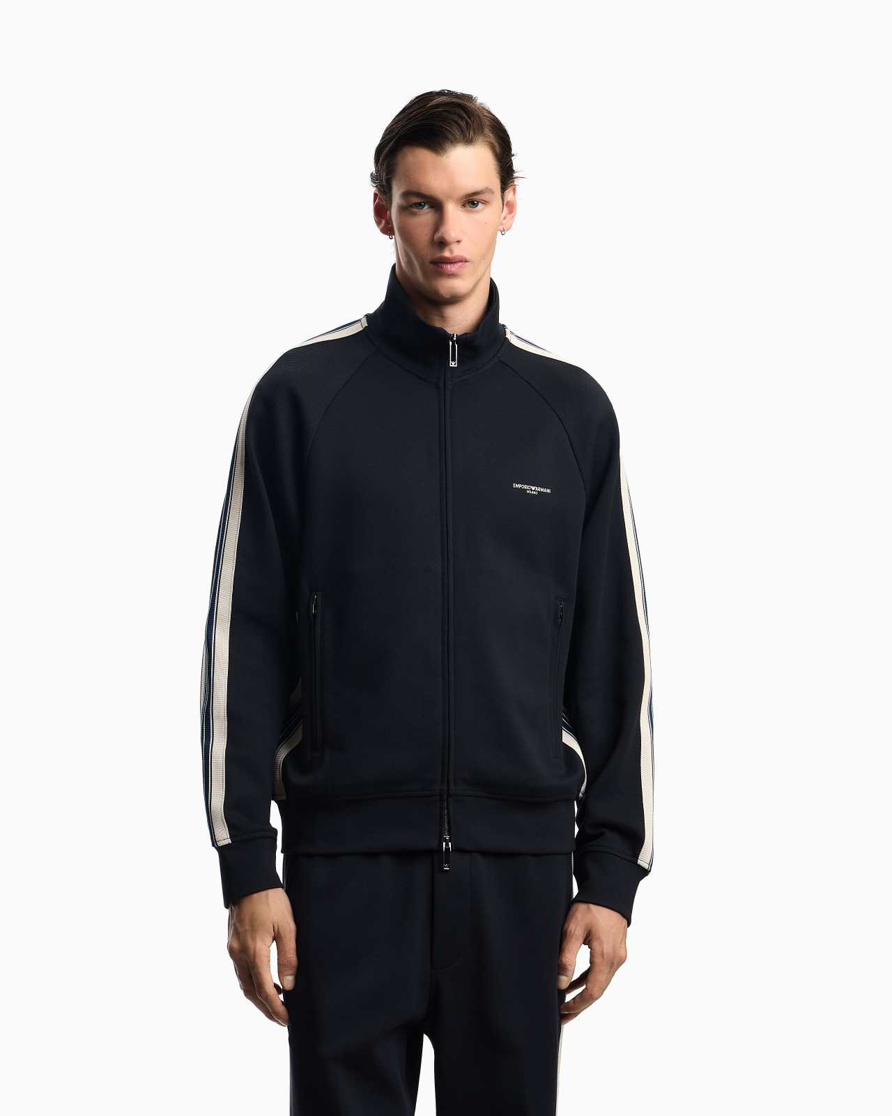 ASV FULL-ZIP SWEATSHIRT IN JERSEY WITH CONTRASTING BANDS - 4