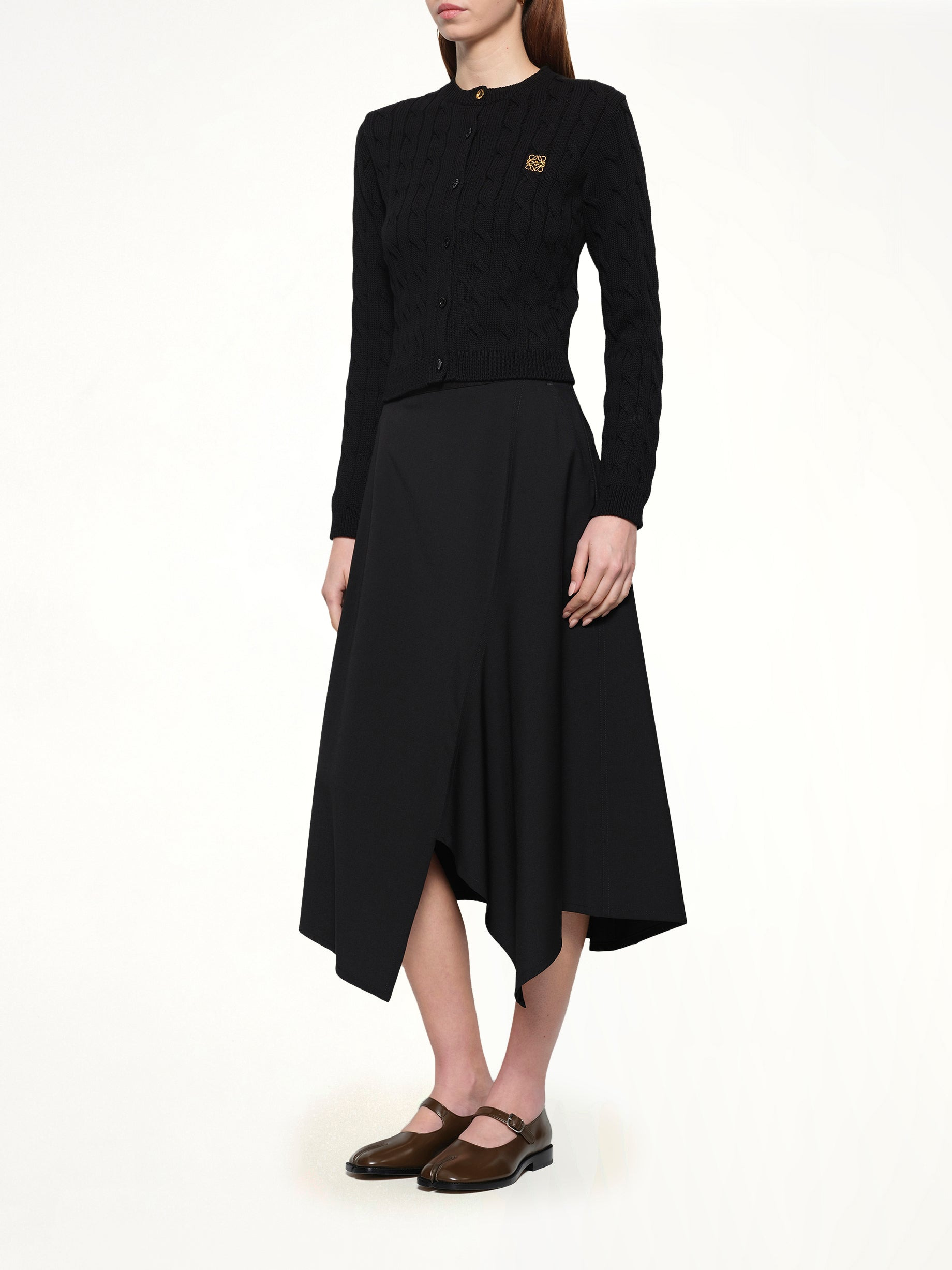 Asymmetric Skirt in Black - 4