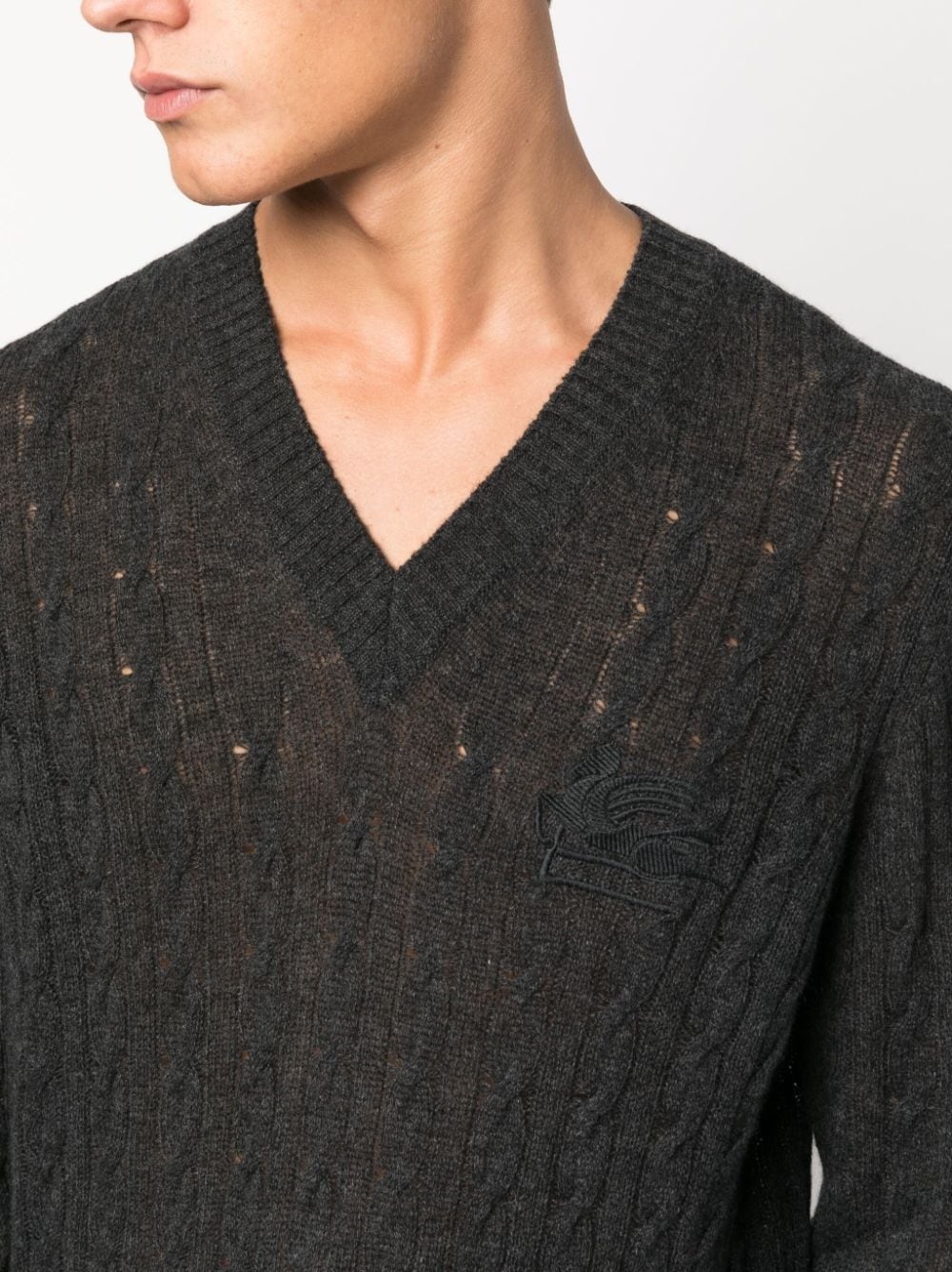 logo-embroidered cashmere jumper - 5