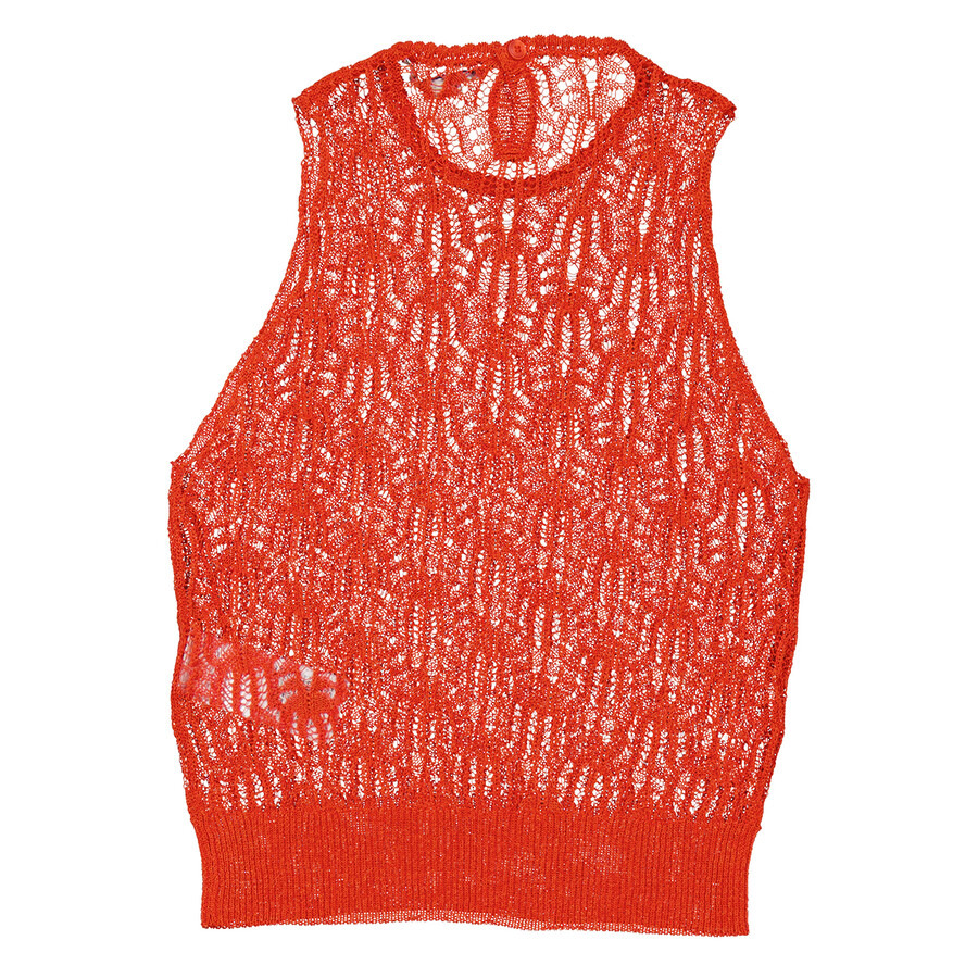 Stella Mccartney Ladies Bright Red Pointelle Stitch Top - 2
