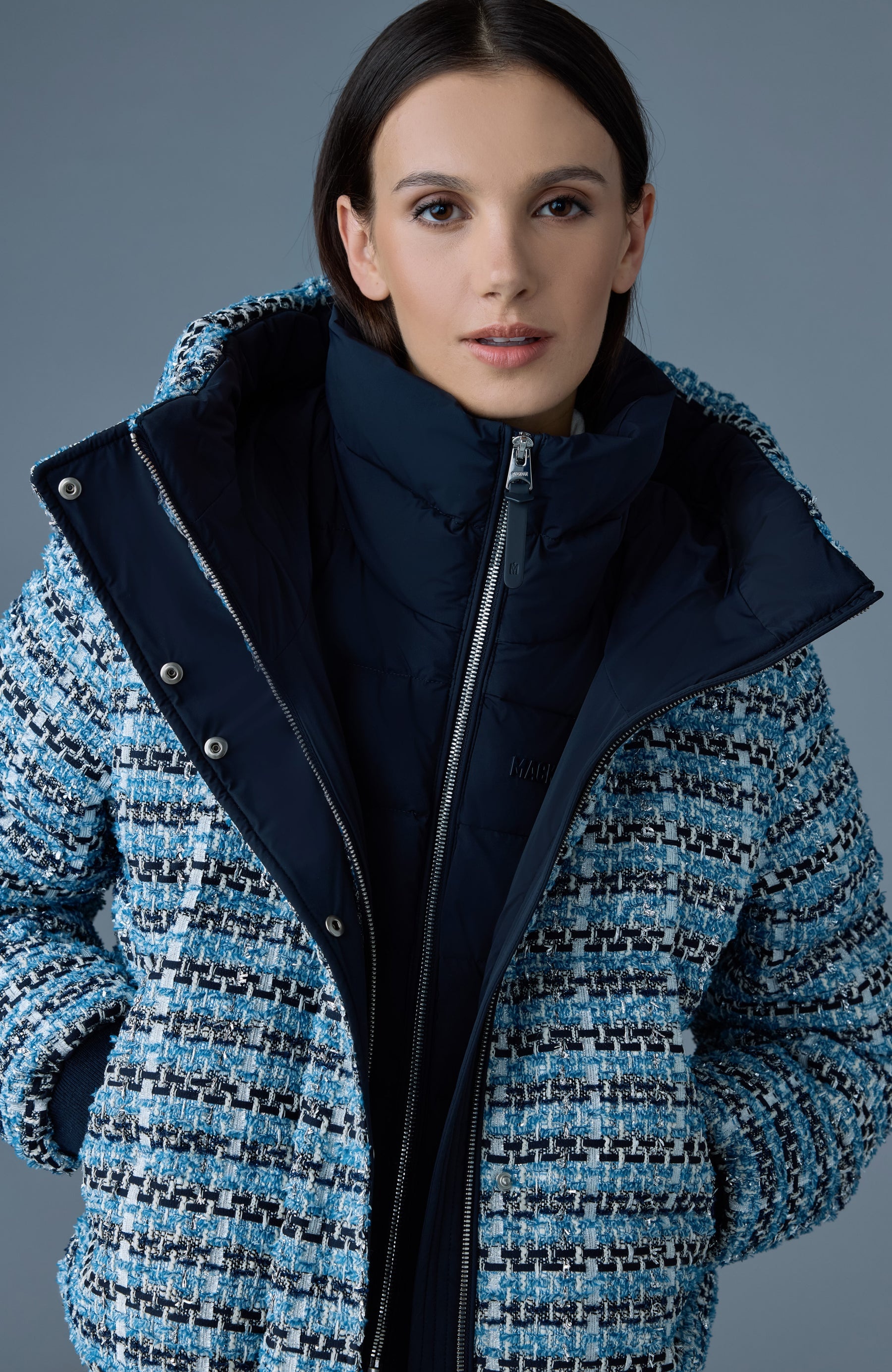 SHIRLEY-TW Mix Media Tweed quilted down jacket - 5