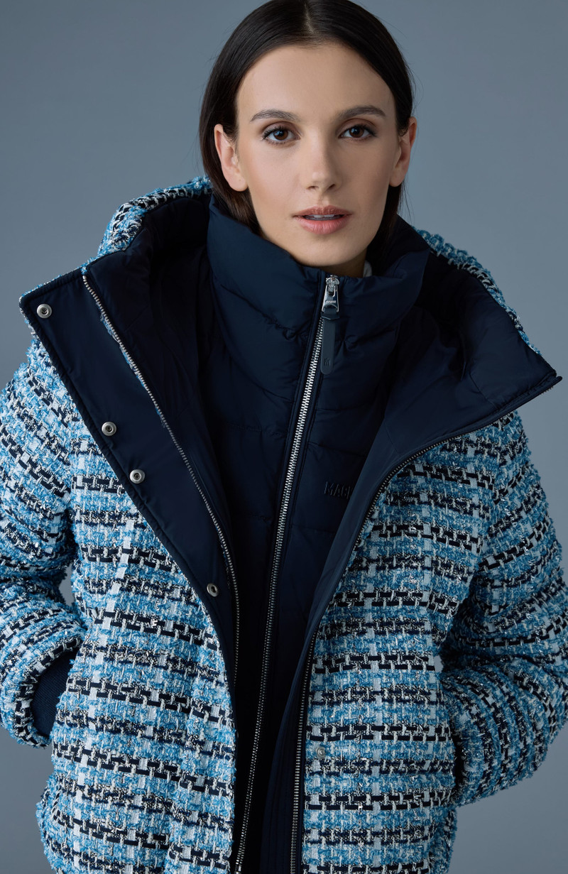 SHIRLEY-TW Mix Media Tweed quilted down jacket 5