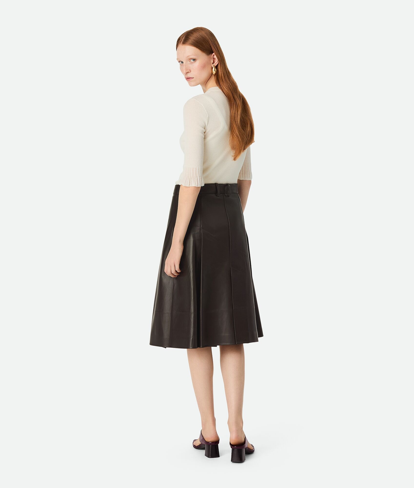Leather Pleated Skirt - 3