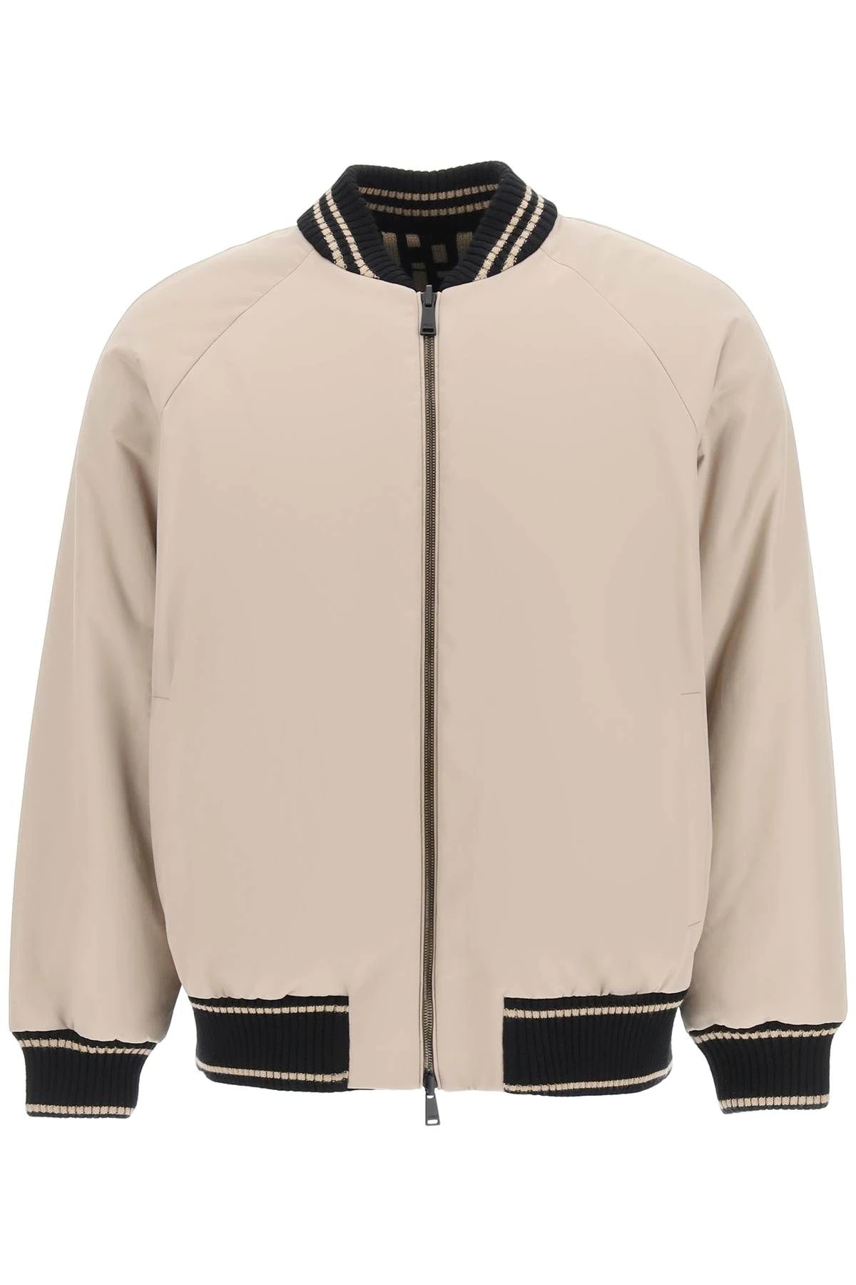 NYLON AND WOOL REVERSIBLE BOMBER - 1