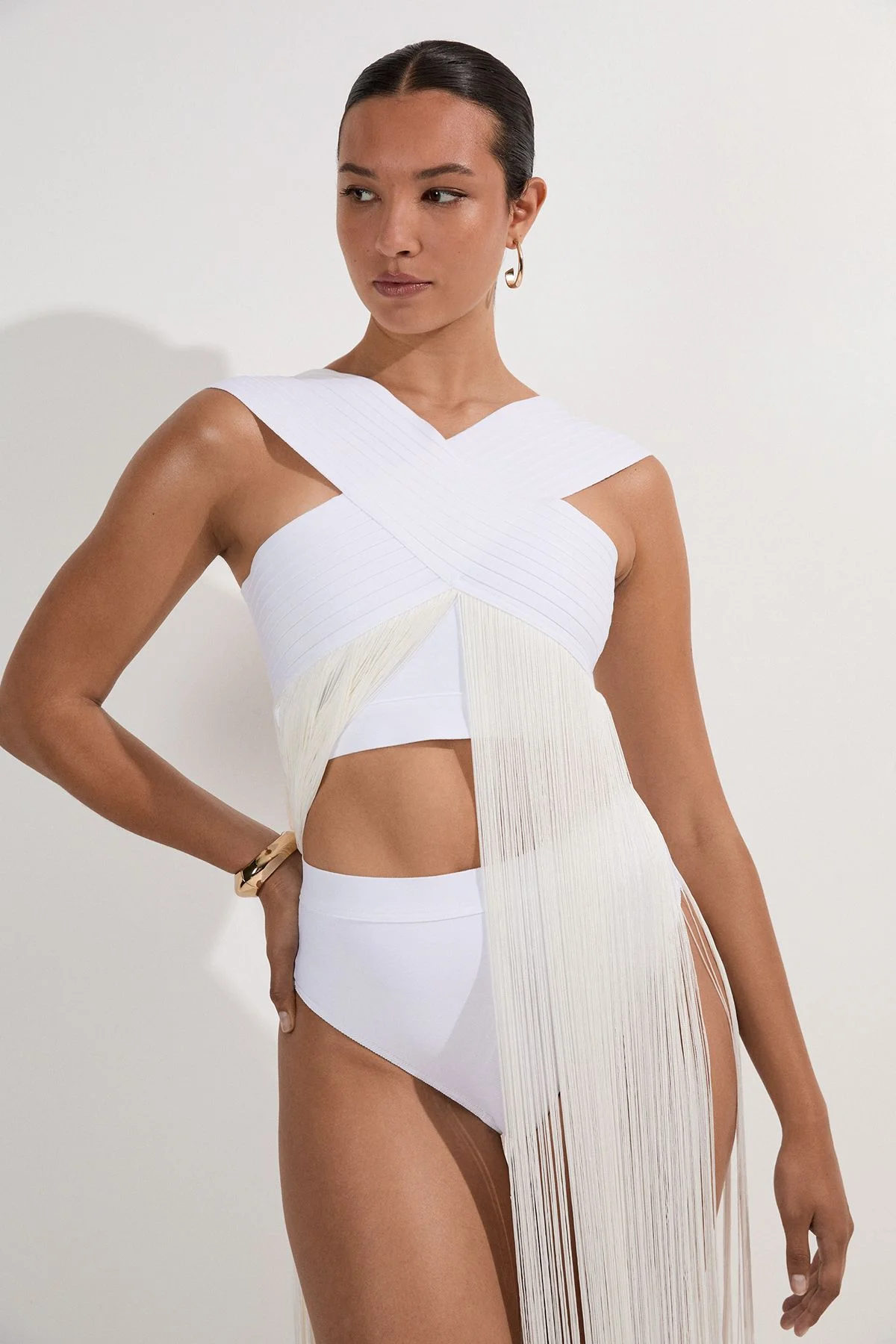 High Waisted Bandage Bikini Bottoms - 1