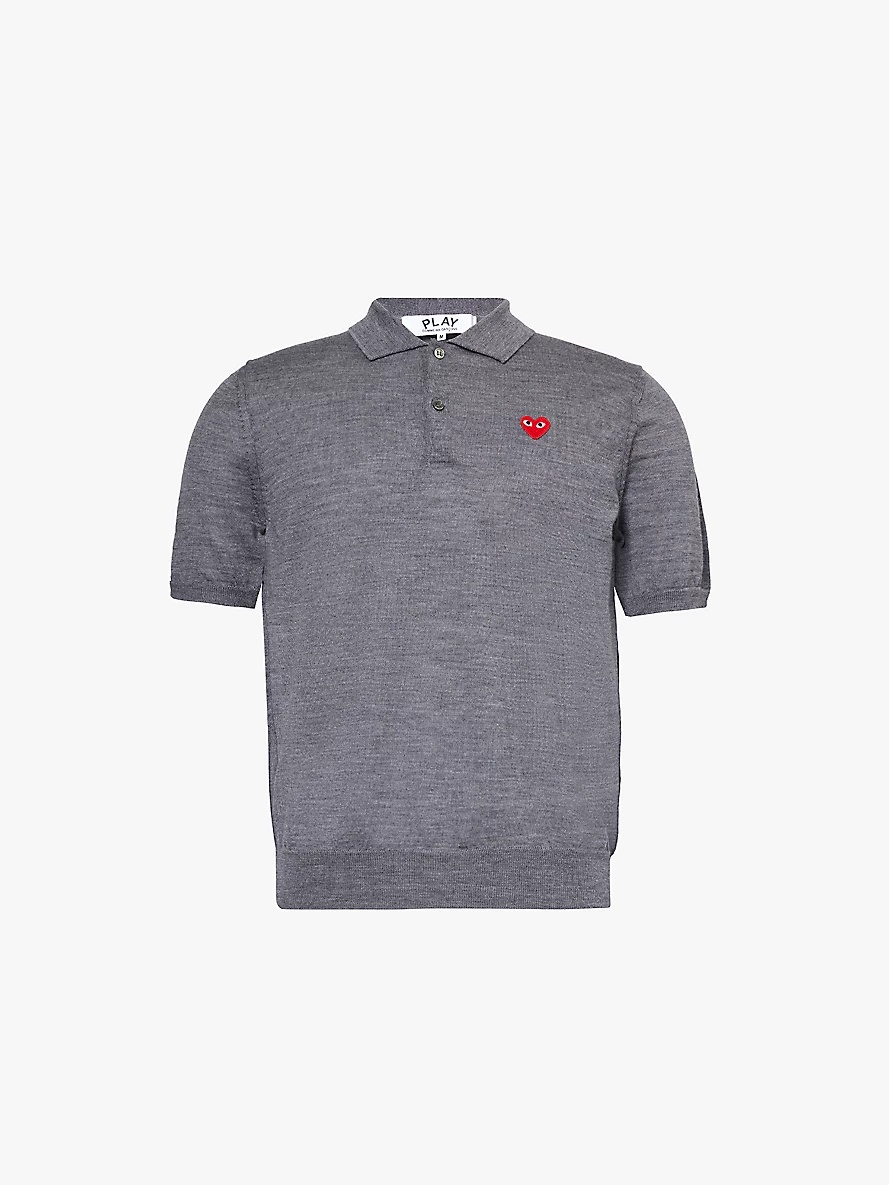 Logo-patch short-sleeve wool polo shirt - 1