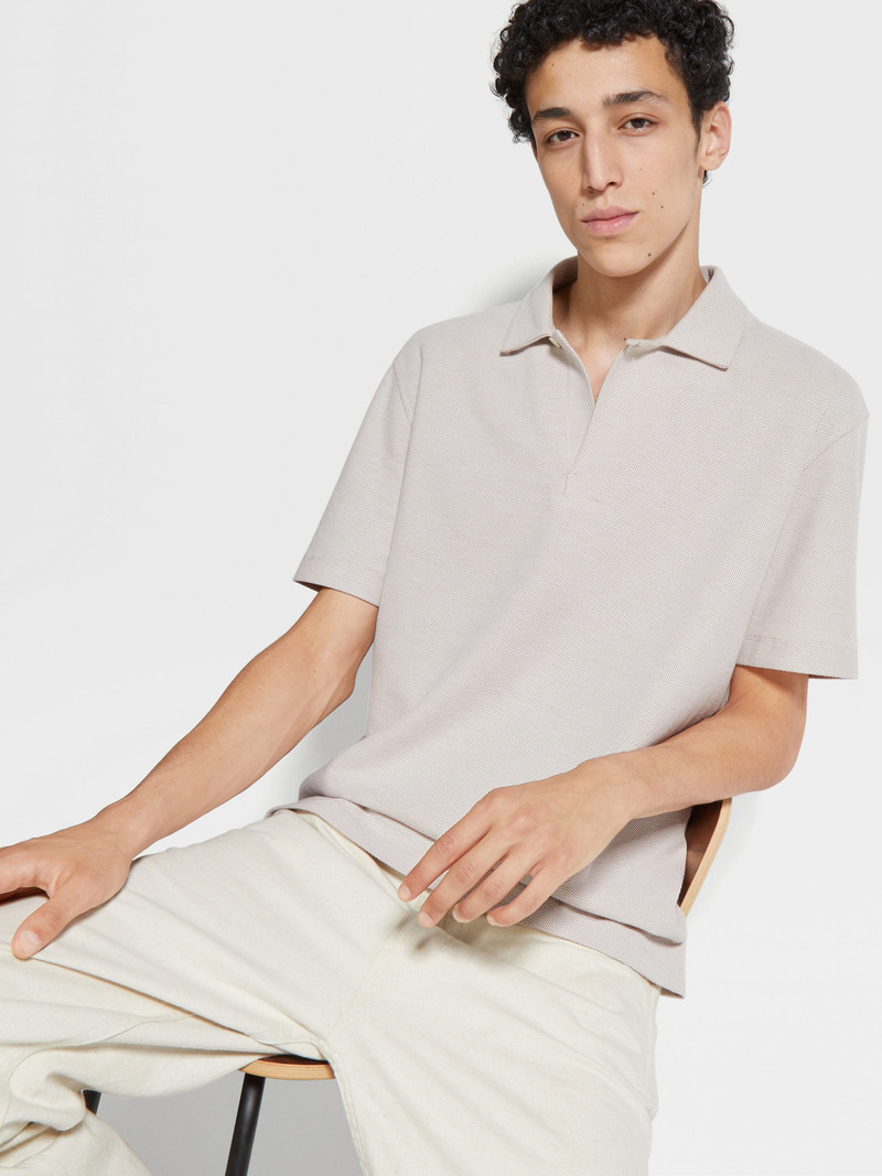 LIGHT BEIGE COTTON POLO SHIRT 3