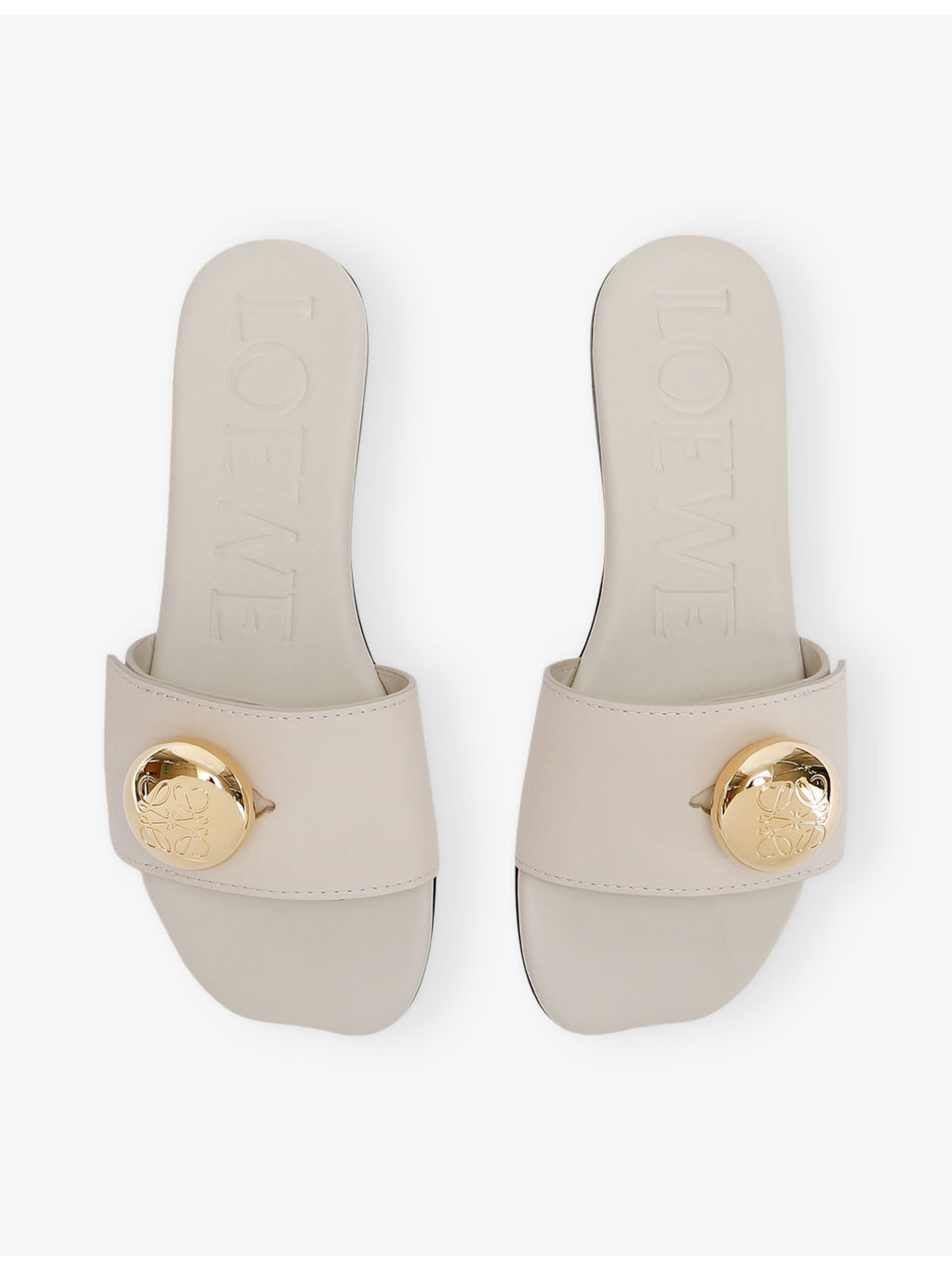 Pebble Flat Leather Slides - 2