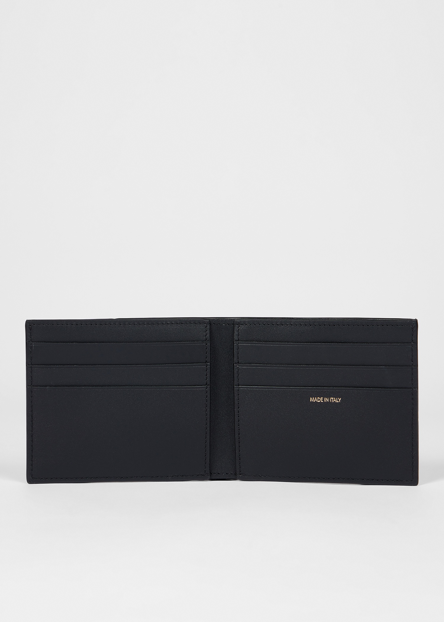 Black Panelled Leather Compact Billfold Wallet - 2