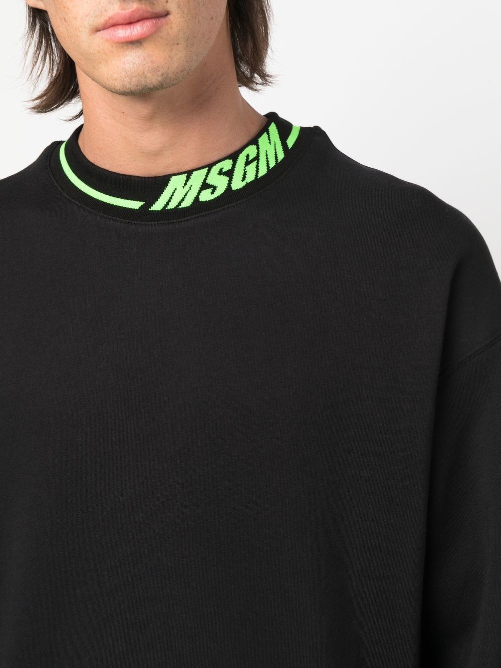 logo-collar cotton sweatshirt - 5