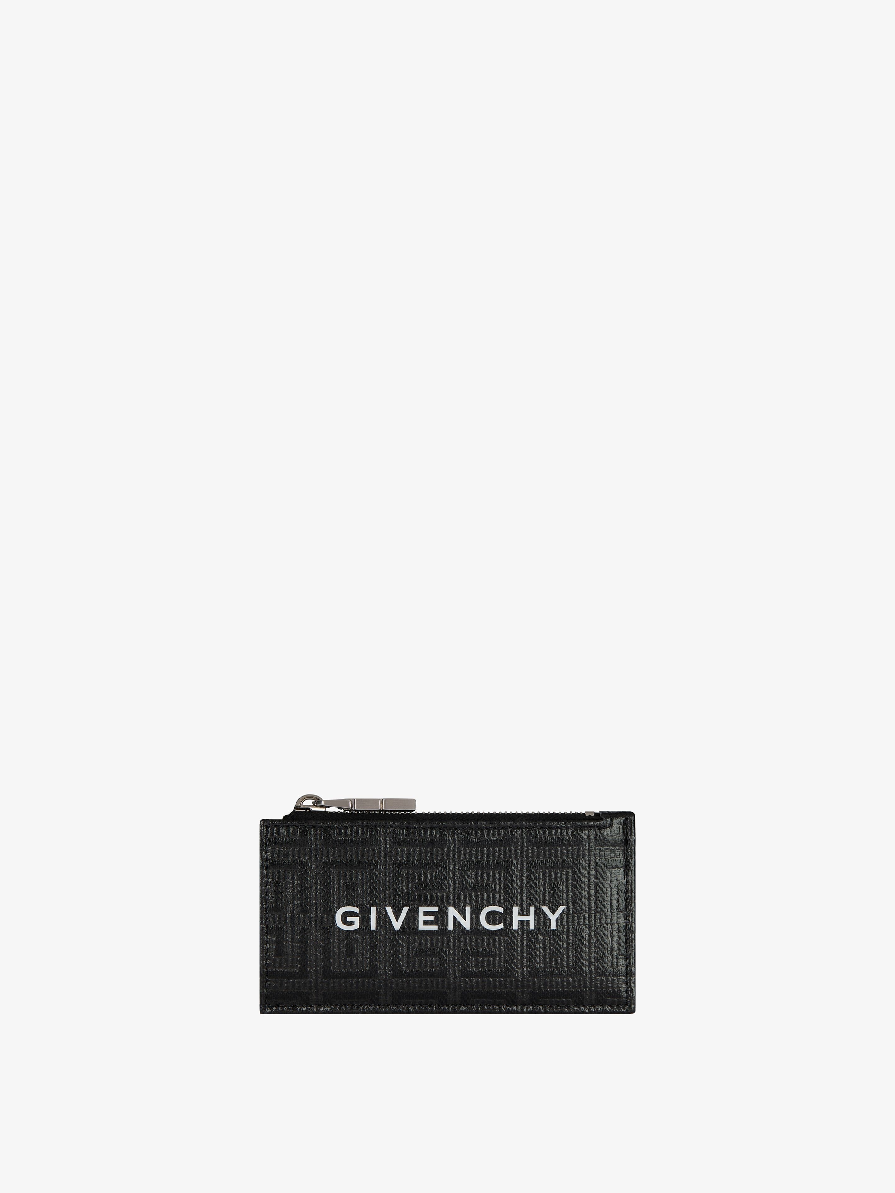 ZIPPED CARD HOLDER IN 4G COATED CANVAS AND LEATHER - 1