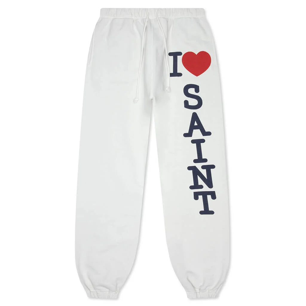 I LOVE SAINT SWEAT PANTS - WHITE - 1