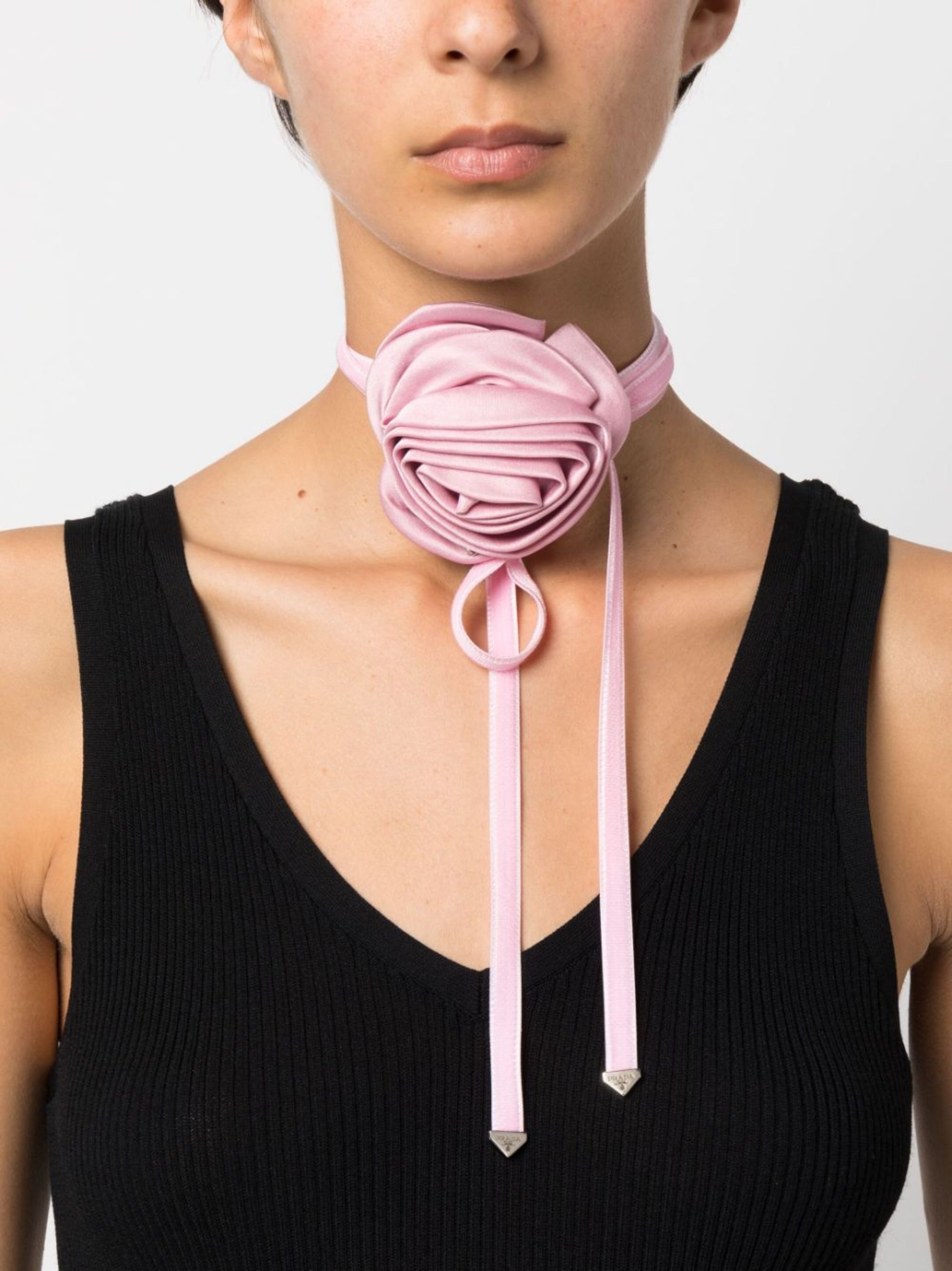 rose-appliqué choker necklace - 2