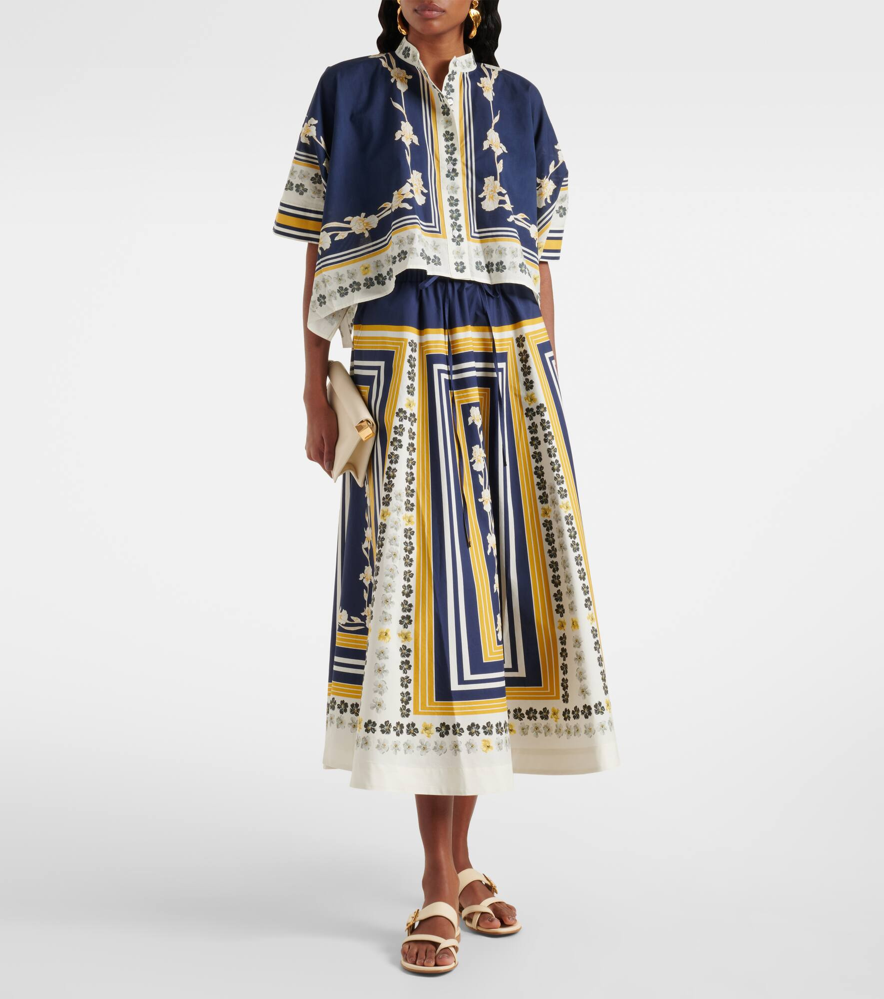 Printed cotton poplin midi skirt - 2