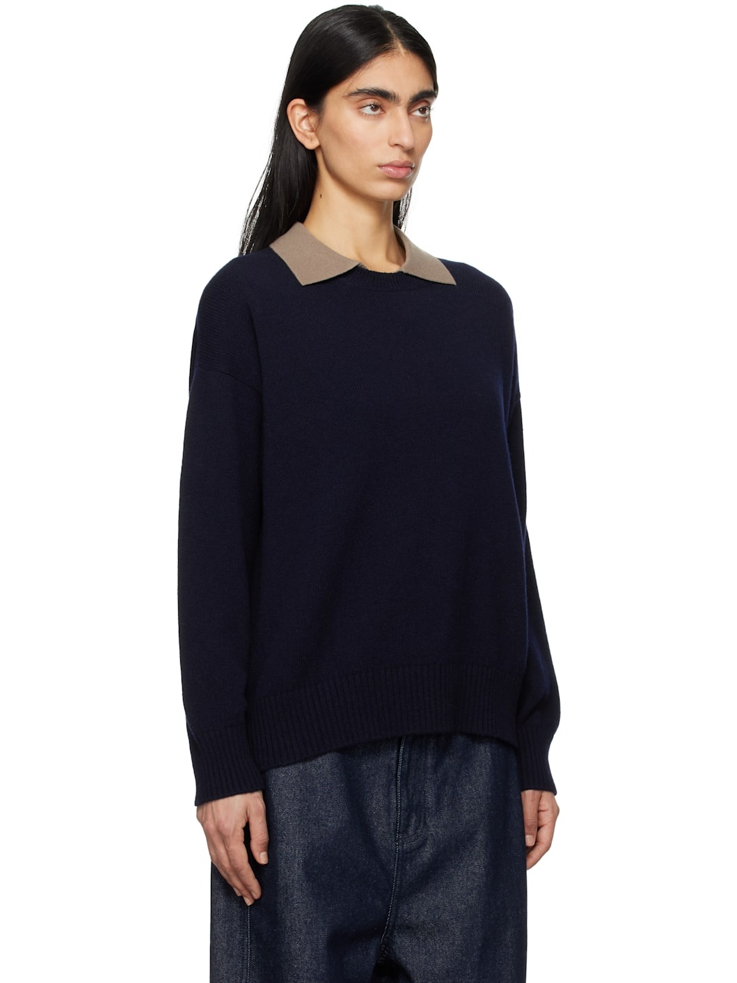 Navy Innes Slouch Crewneck Sweater - 2