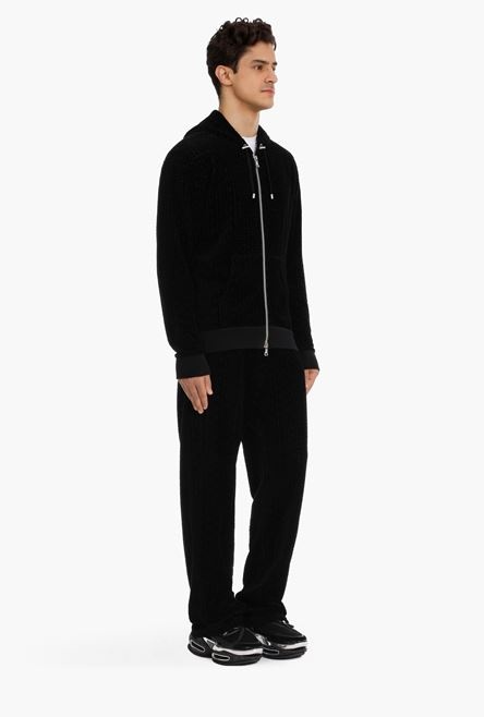 Black sweatshirt with embossed velvet Balmain monogram - 7