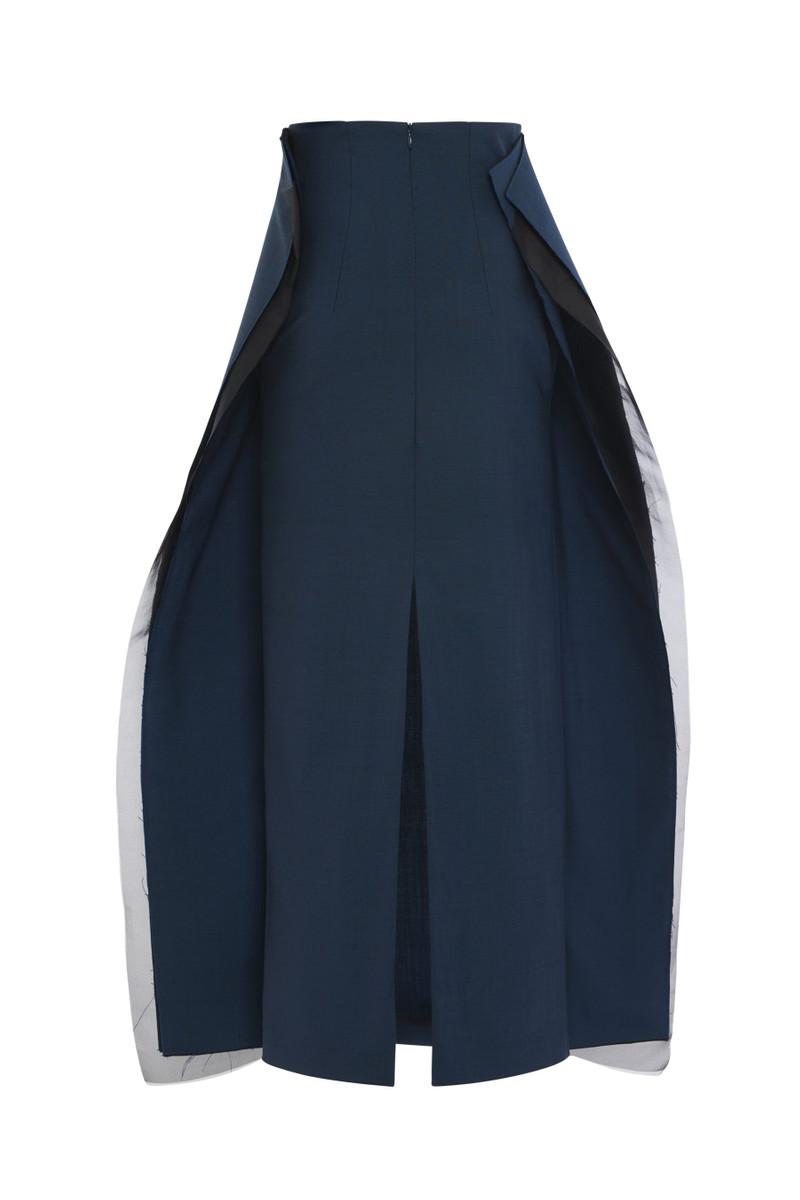 MIDI HIGH WAISTED PANELLED SKIRT NAVY 3