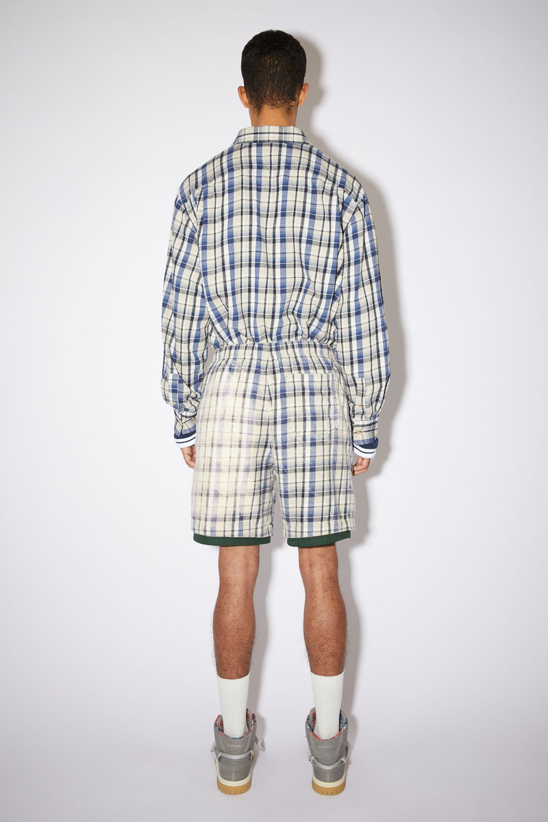 Flannel shorts - Oat beige/blue 3