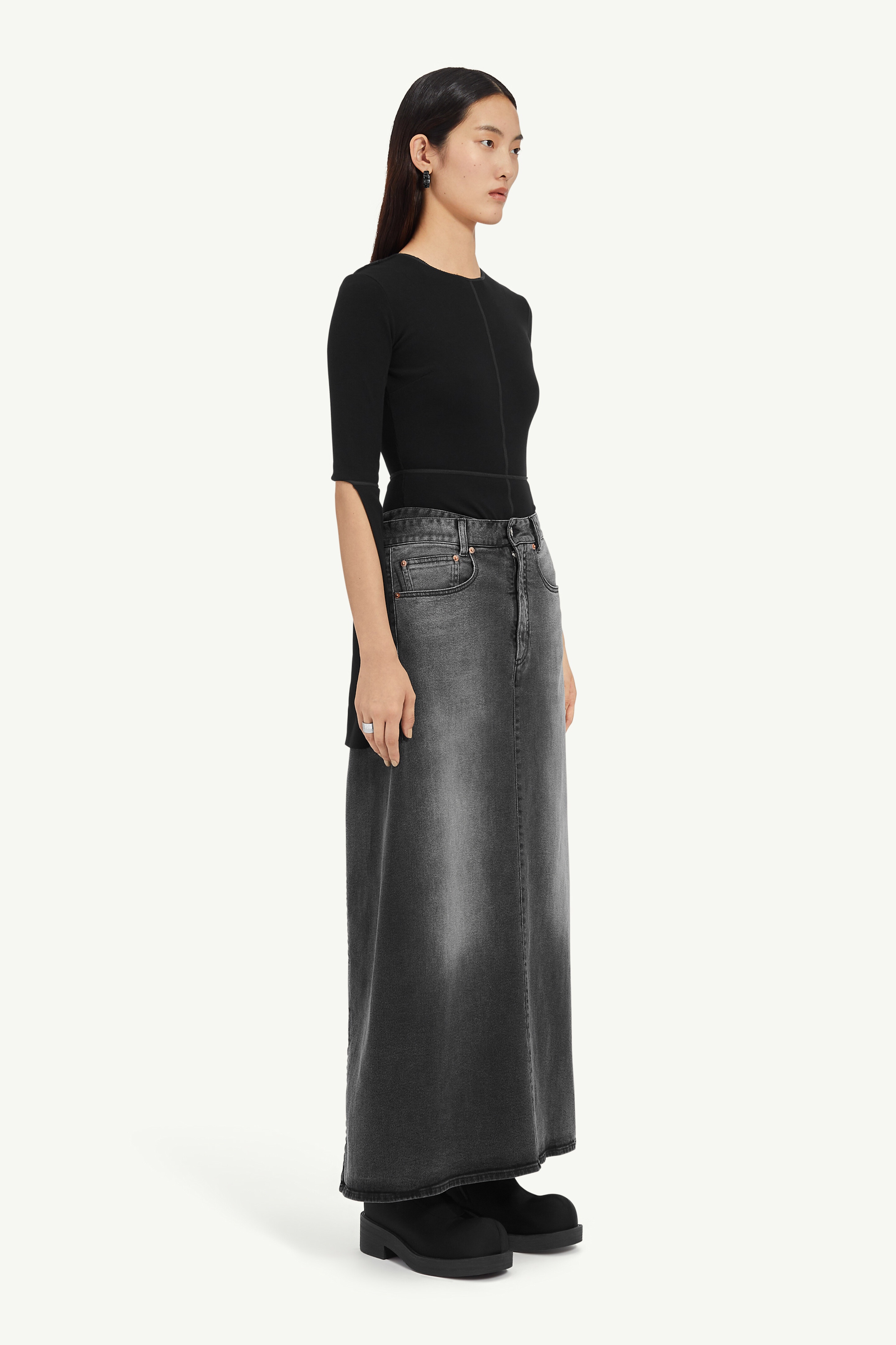 5-pocket Denim Long Skirt - 3