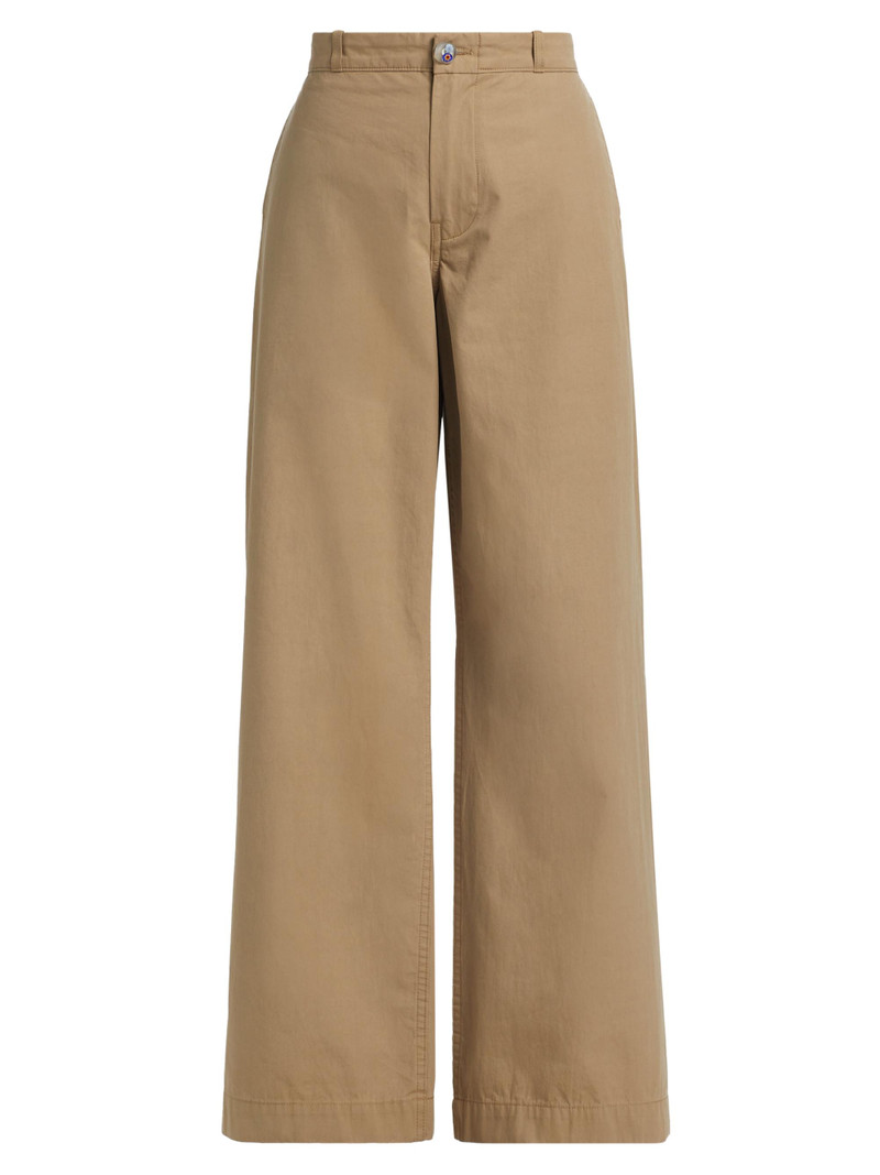 Women's Silvano Cotton Mid-Rise Wide Leg Pants - Khaki 1