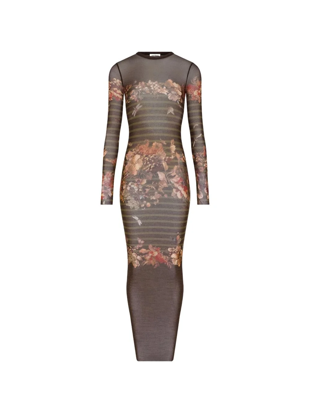 Marini Re Grape striped floral mesh maxi dress - 1