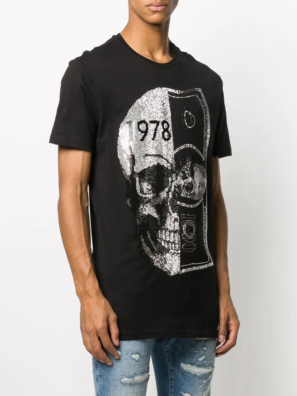 metallic skull print t-shirt - 3