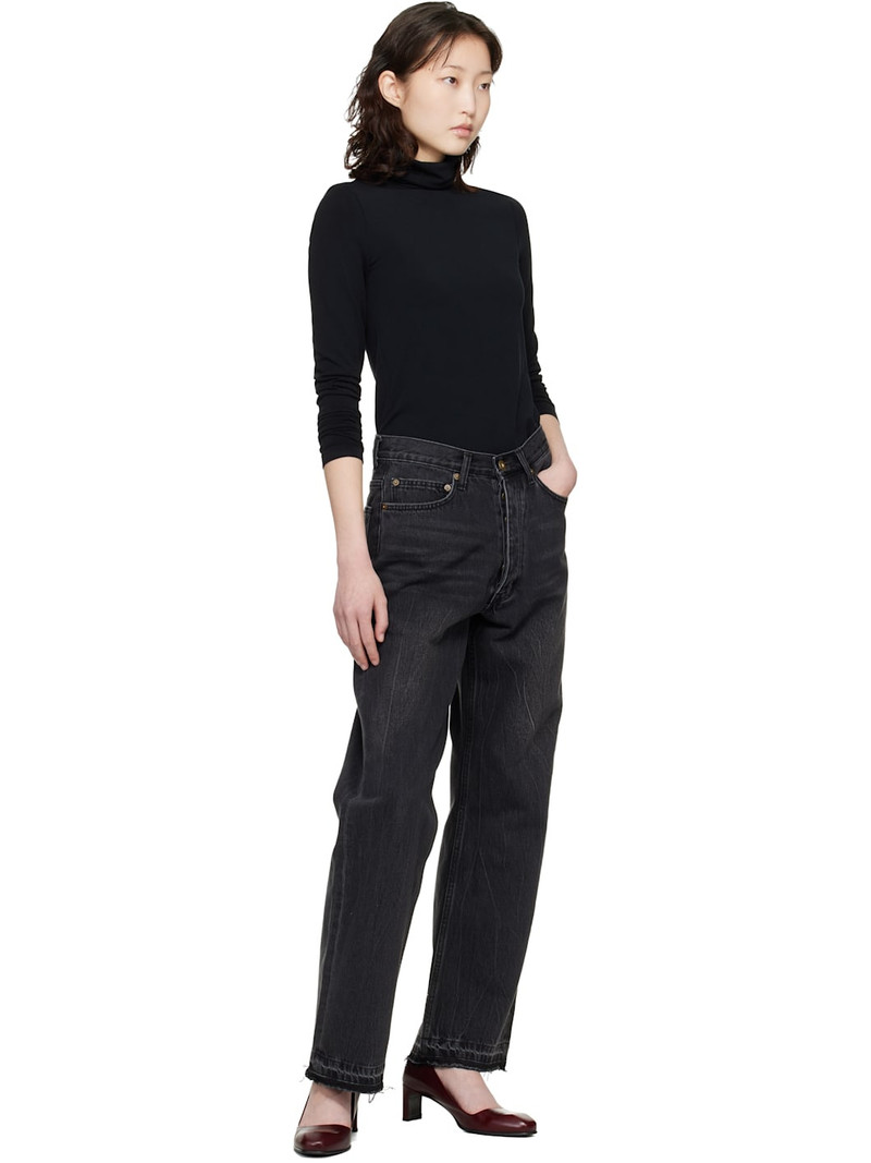 Tonywack Black Frayed Hem Loose Straight Denim Jeans outlook