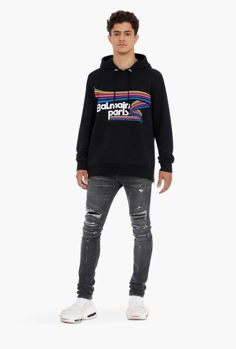 Balmain Sudadera oversize de algodón con logotipo de Balmain Paris multicolor outlook