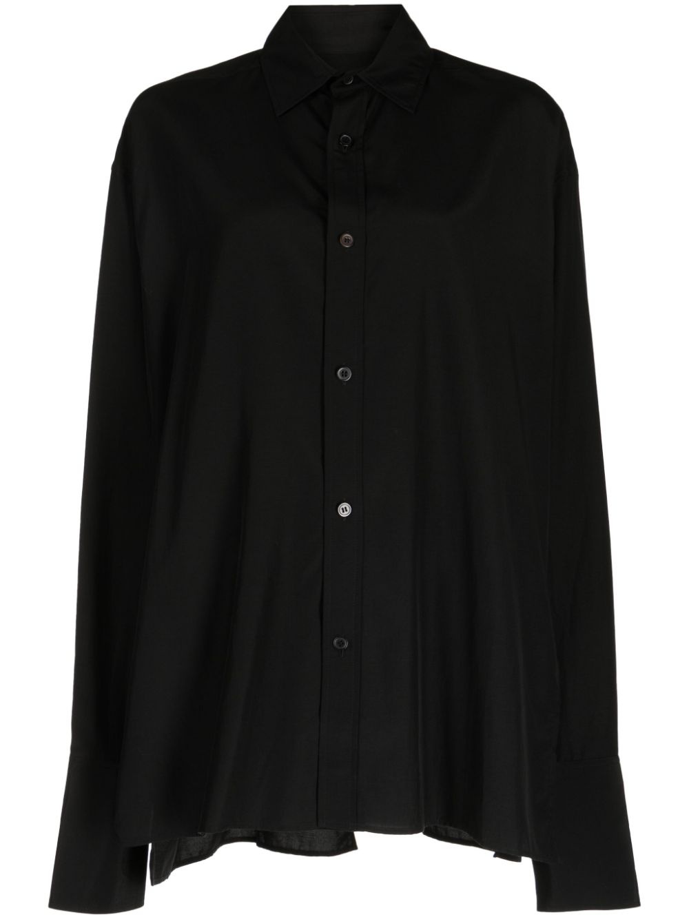 semi-sheer draped-panel shirt - 1