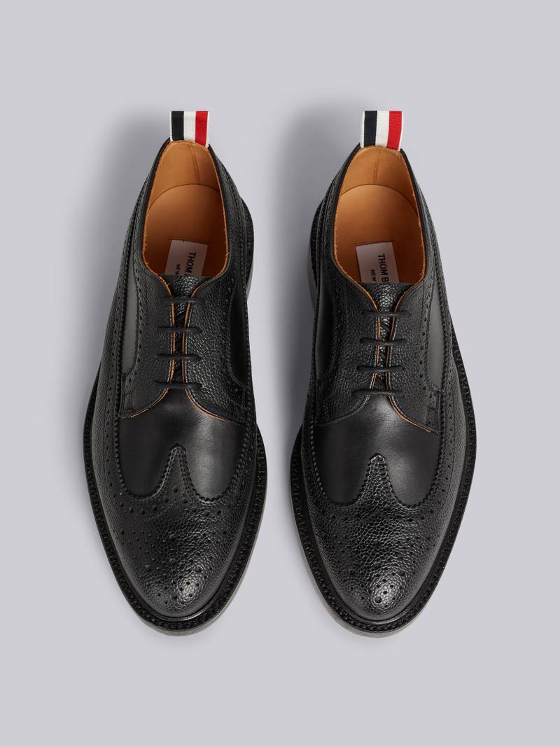 Black Pebbled Calfskin Mix Longwing Brogue 4
