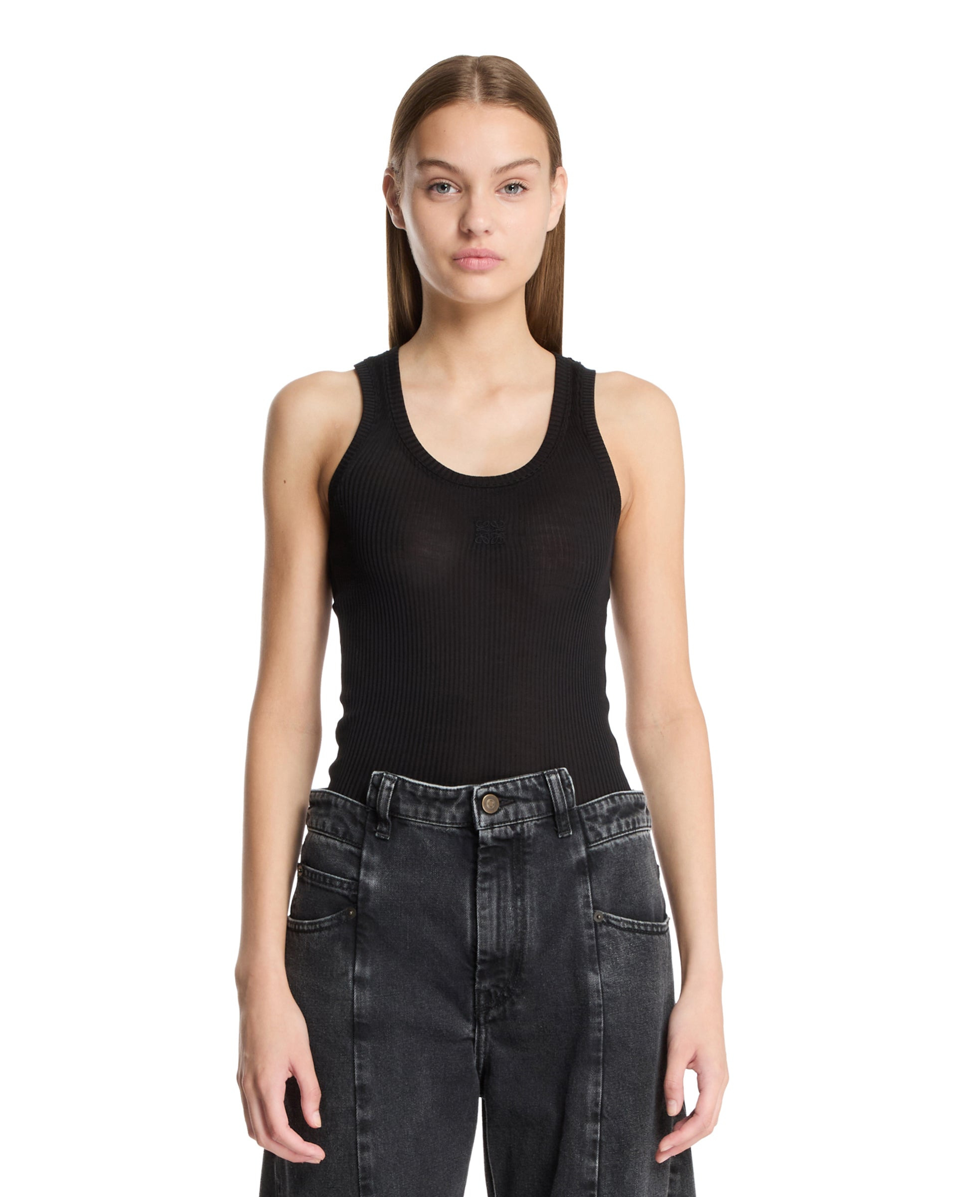 LOEWE Paula's Ibiza Black Anagram Silk Top - 1