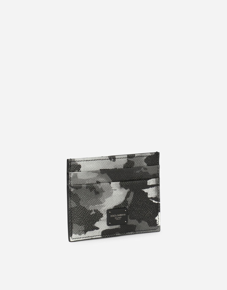 Dauphine calfskin card holder with camouflage print - 2