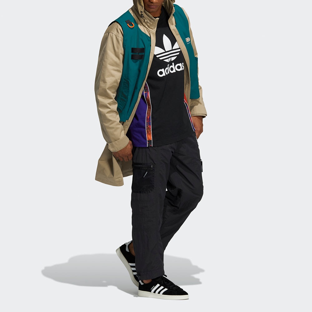 Men's adidas originals Mr Parka Detachable Contrasting Colors Vest Mid-Length Hooded logo Jacket Kha - 6