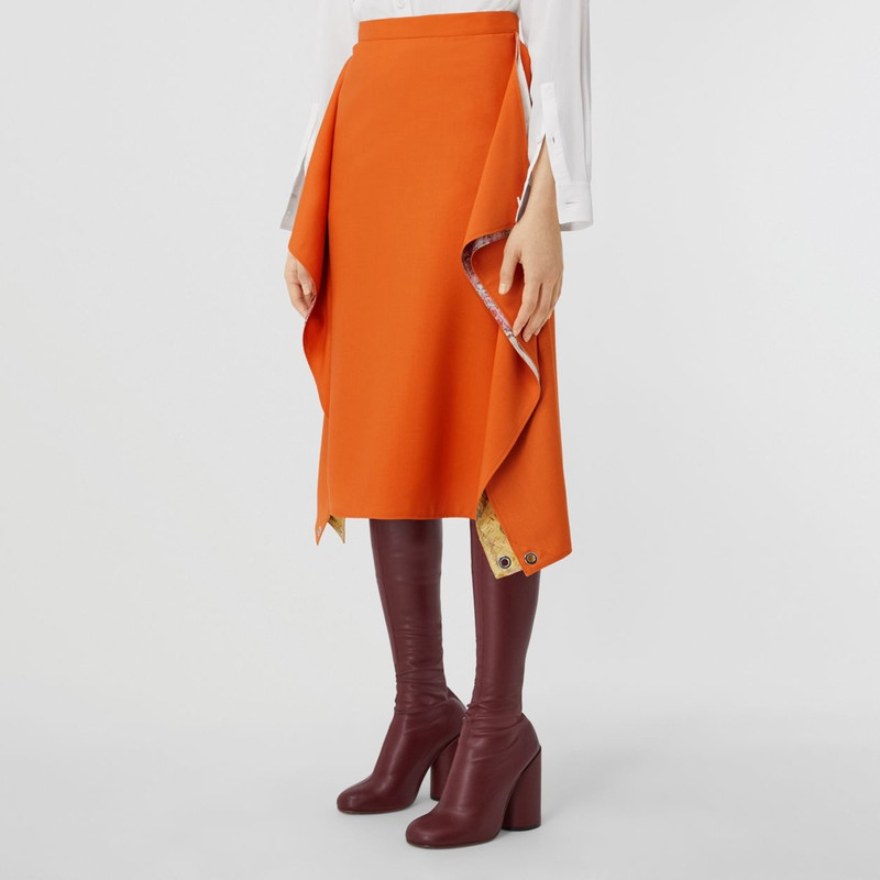 Map Print Panel Detail Mohair Wool Skirt 5