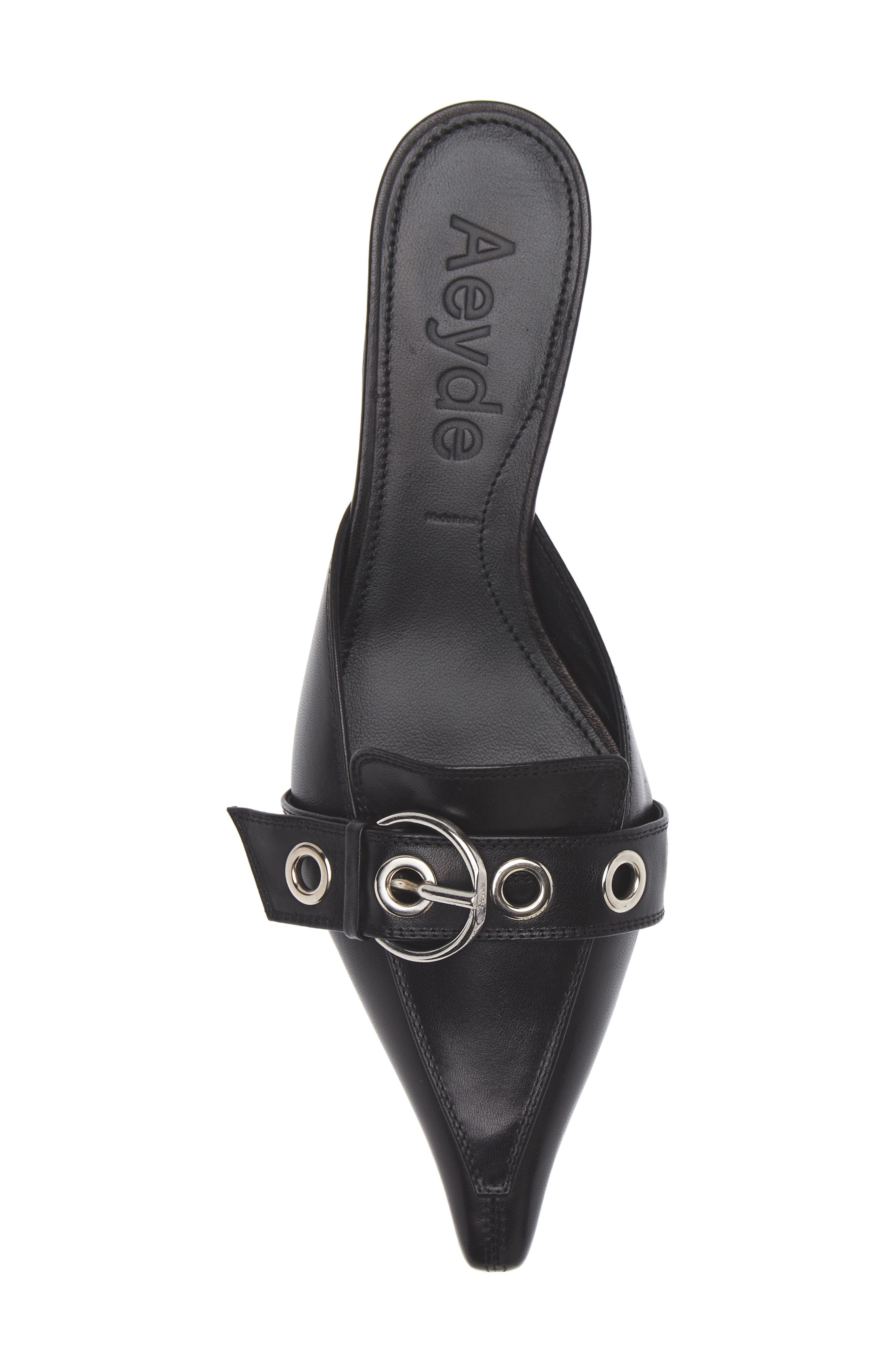 aeyde Danielle Grosgrain Pointed Toe Mule in Black at Nordstrom - 5