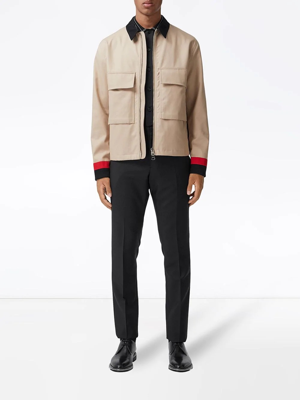 stripe detail gabardine field jacket - 2