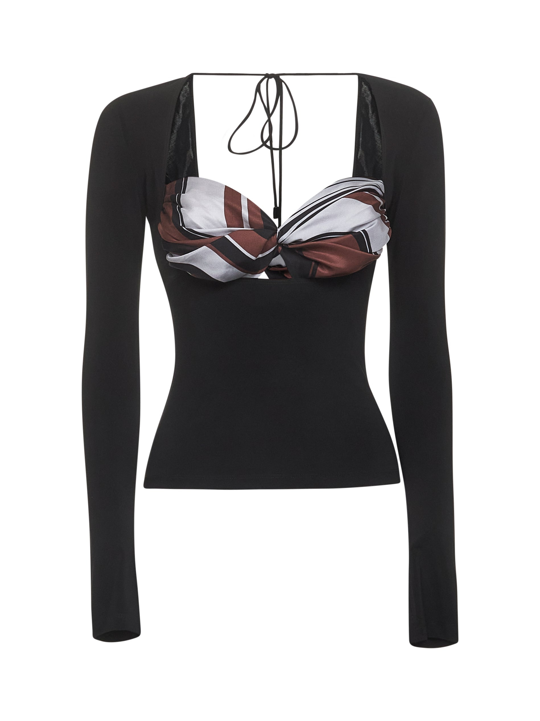 Marine Serre Women Black Draped Top With Silk Insert - 5